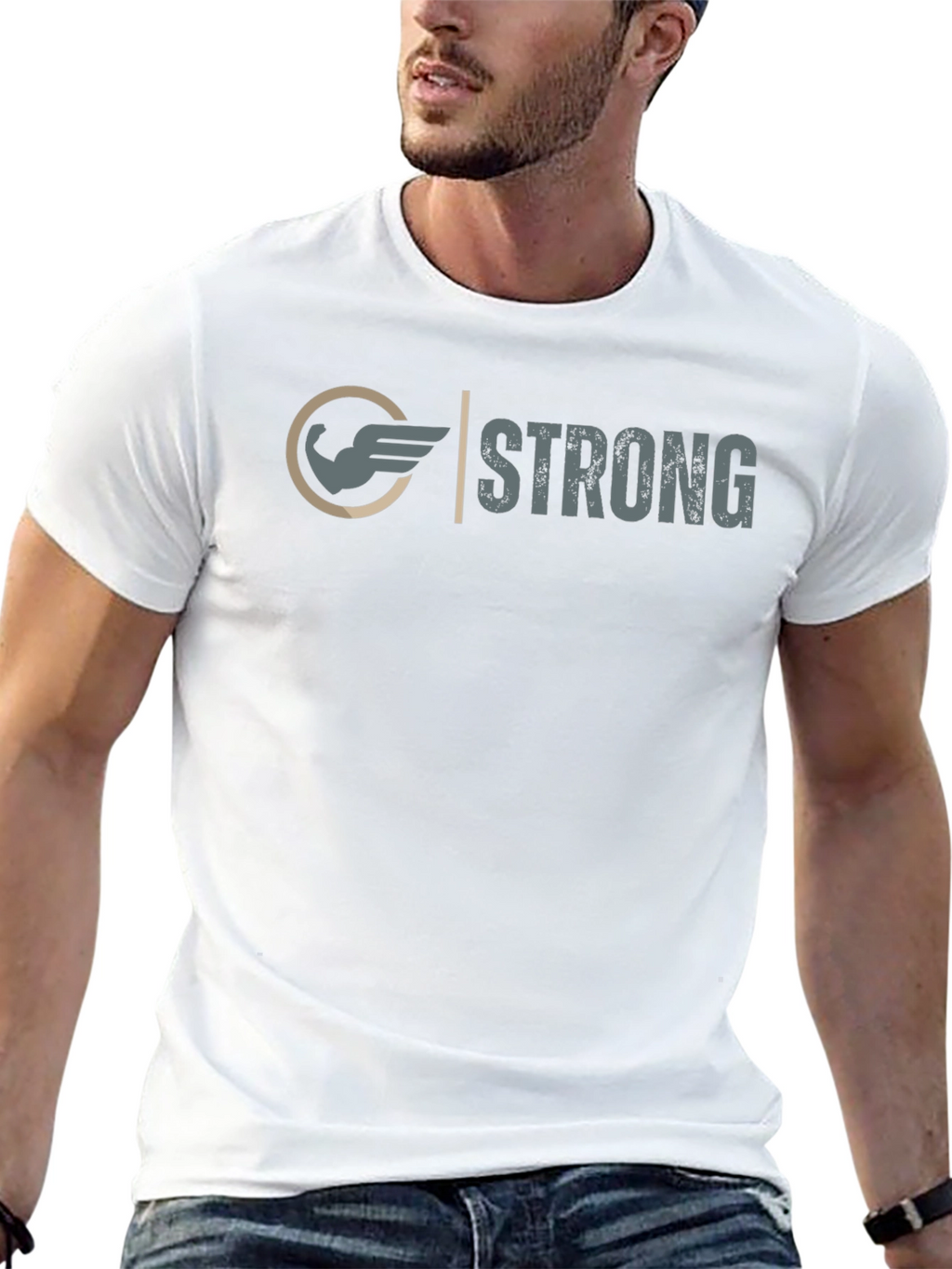 Strong Graphic Tee - Winged Arm Design