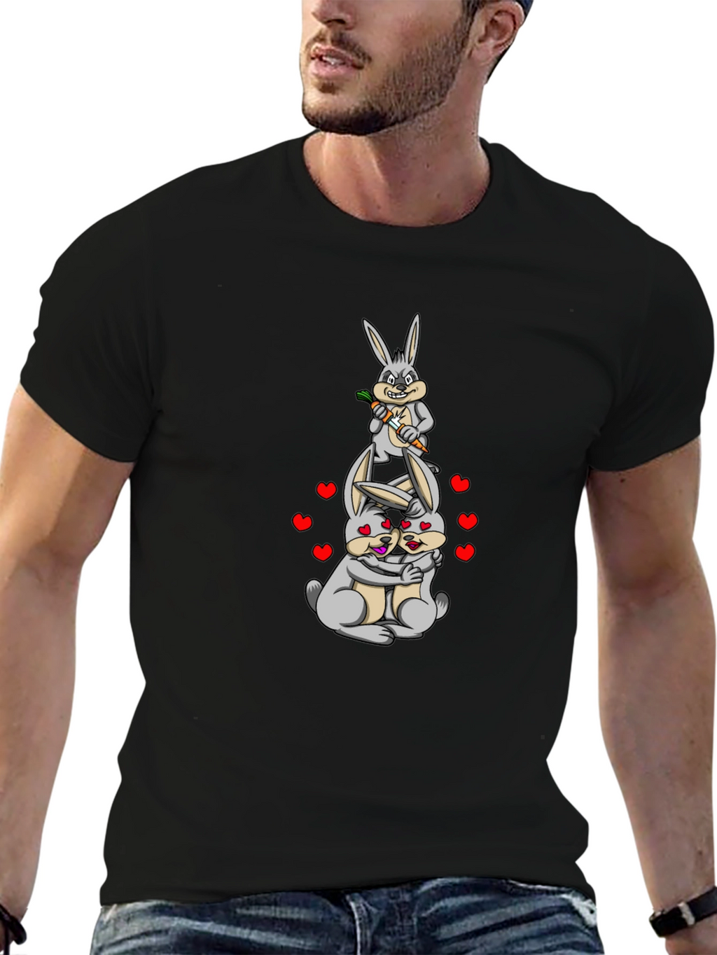 Funny Rabbit Valentines Day Graphic T-Shirt