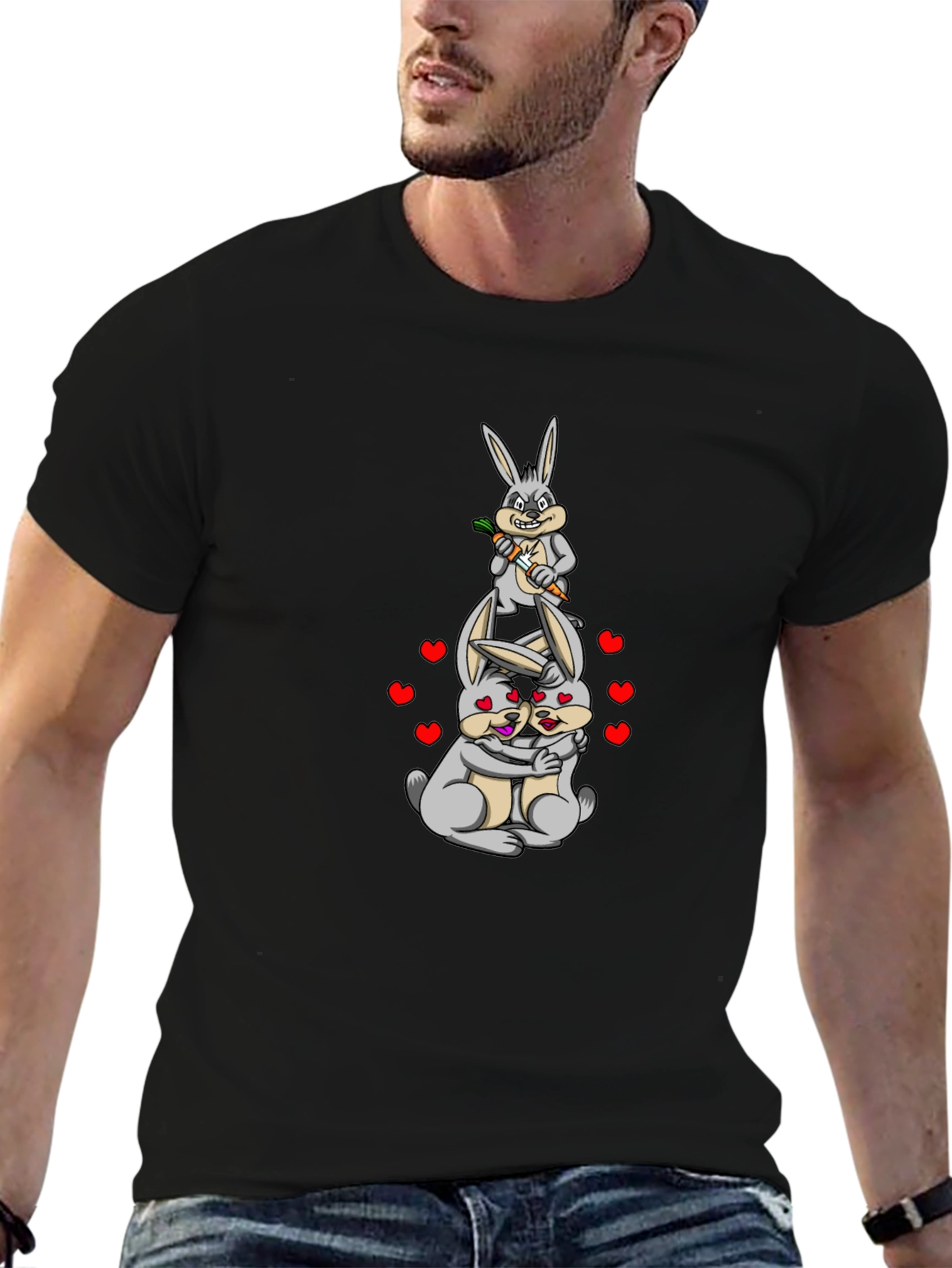 Funny Rabbit Valentines Day Graphic T-Shirt