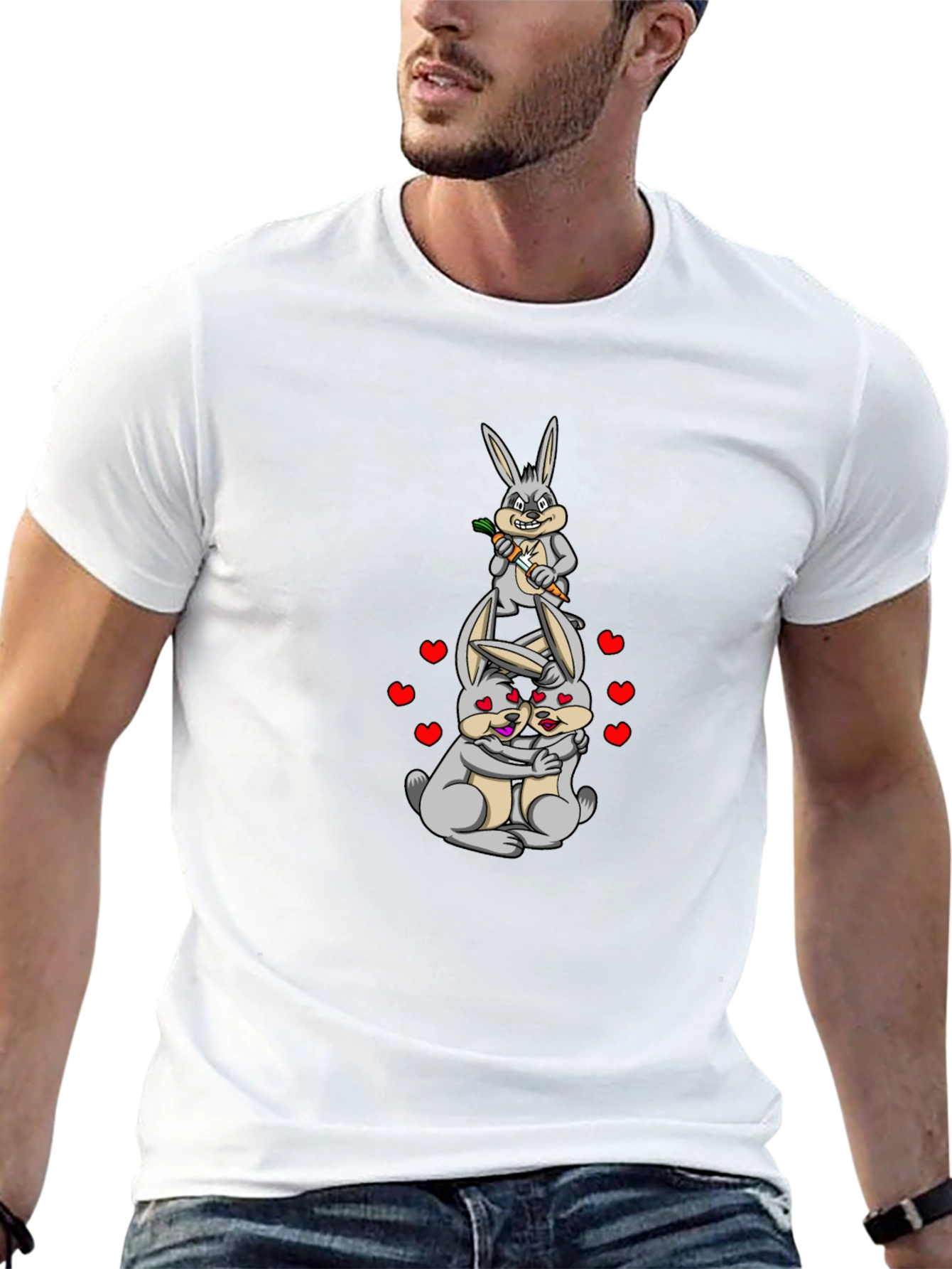 Funny Rabbit Valentines Day Graphic T-Shirt
