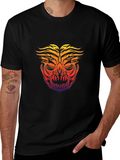 Fiery Skull Graphic Tee - Bold Black T-Shirt