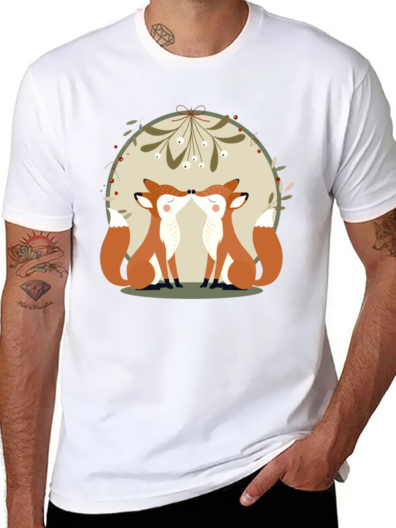 Kissing Foxes T-Shirt: Cute Animal Graphic Tee