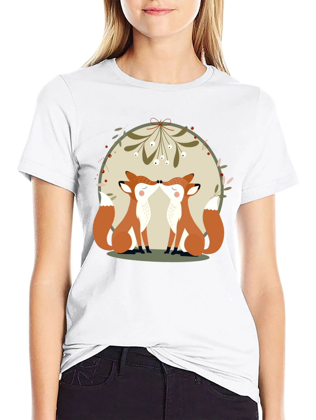 Kissing Foxes T-Shirt: Cute Animal Graphic Tee
