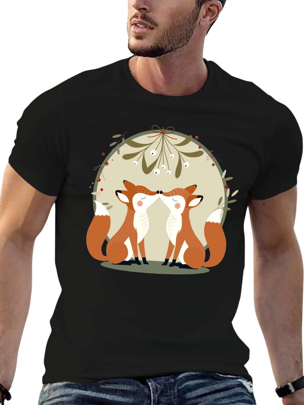 Kissing Foxes T-Shirt: Cute Animal Graphic Tee