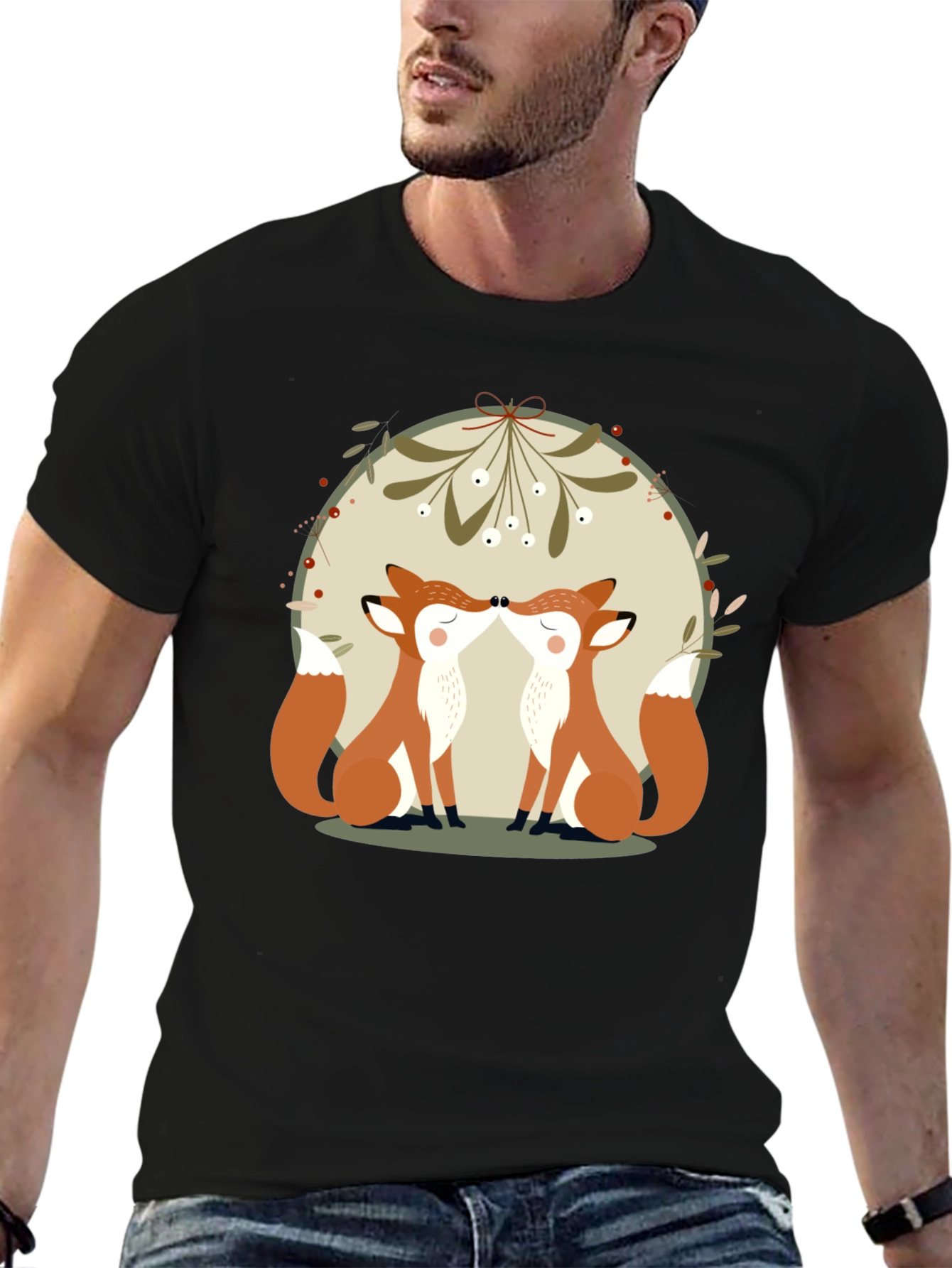 Kissing Foxes T-Shirt: Cute Animal Graphic Tee