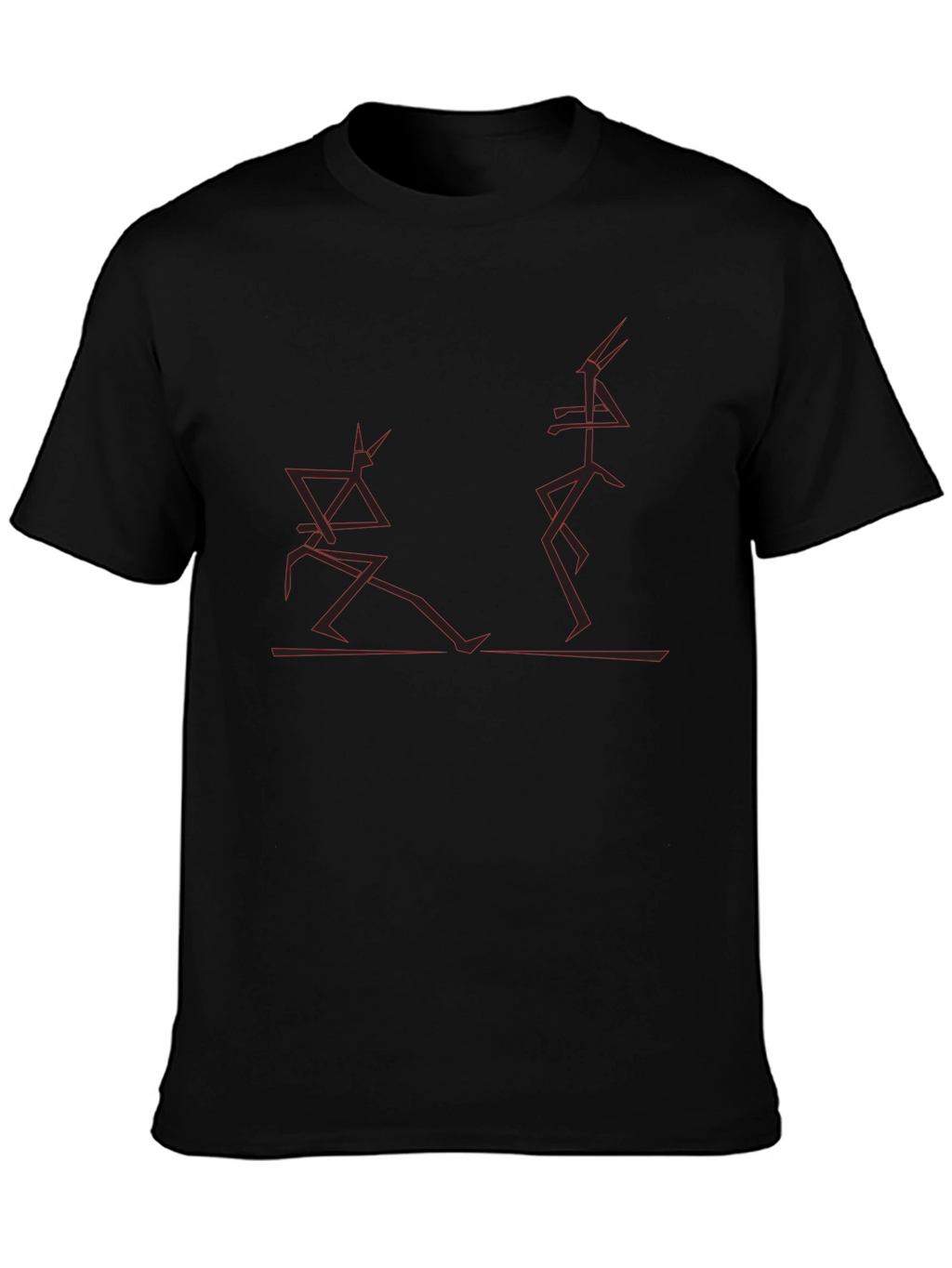 Black T-Shirt with Abstract Geometric Red Design