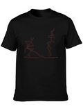 Black T-Shirt with Abstract Geometric Red Design