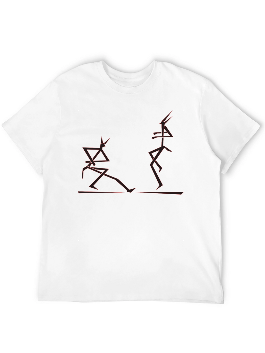 Black T-Shirt with Abstract Geometric Red Design
