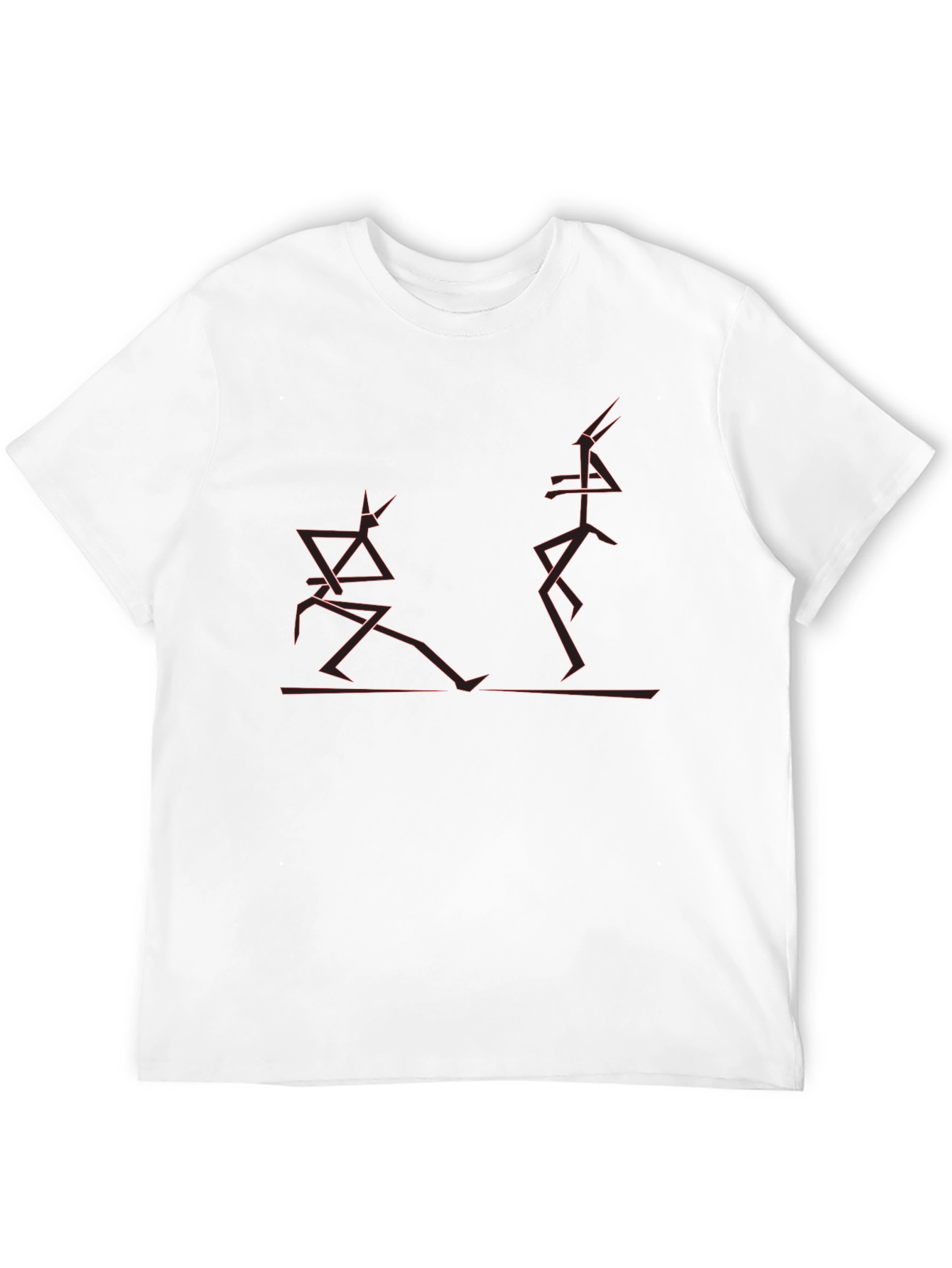 Black T-Shirt with Abstract Geometric Red Design