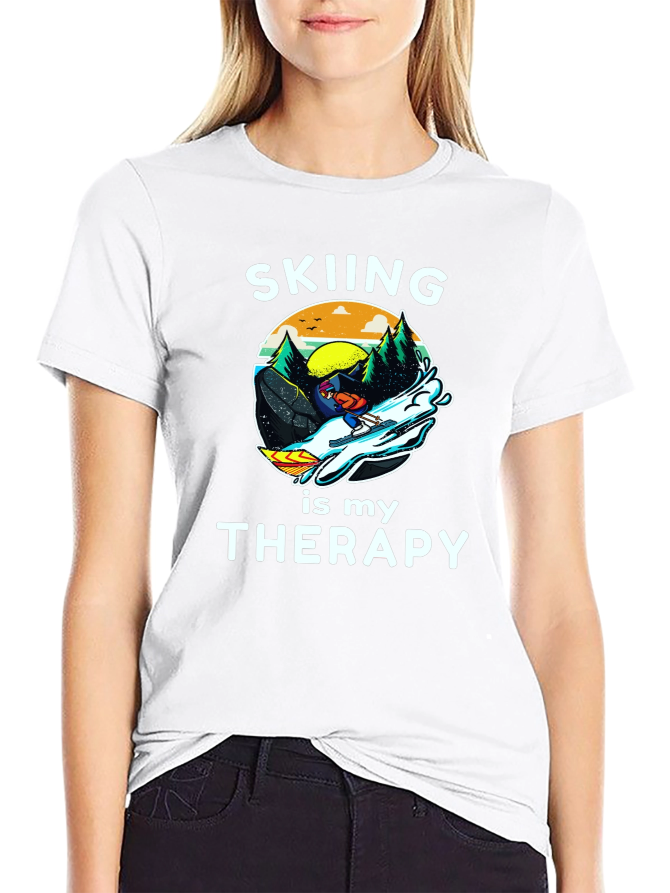 Skiing is My Therapy T-Shirt