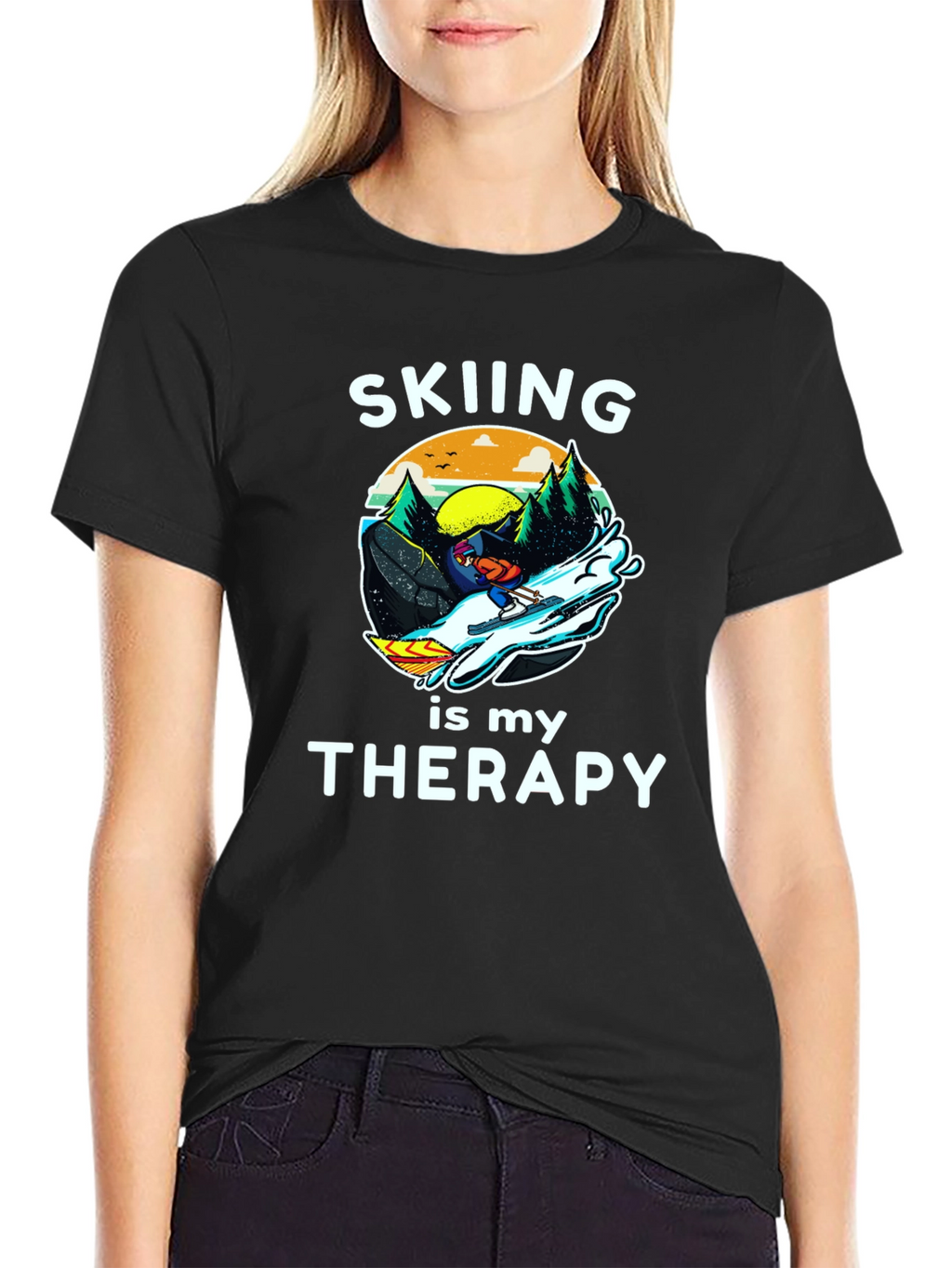 Skiing is My Therapy T-Shirt