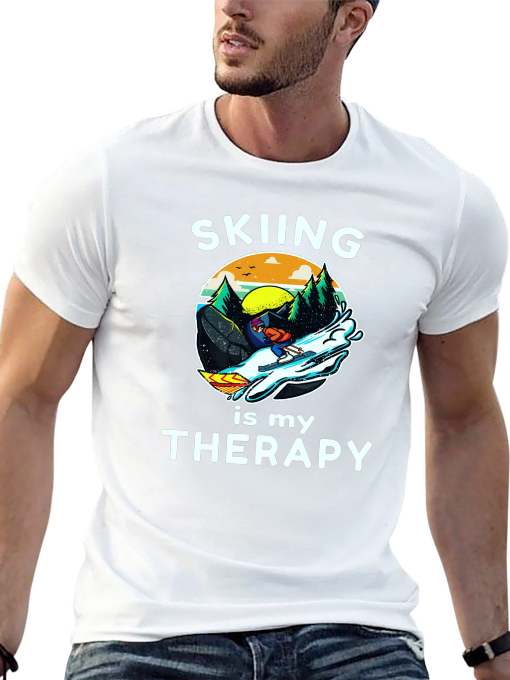 Skiing is My Therapy T-Shirt
