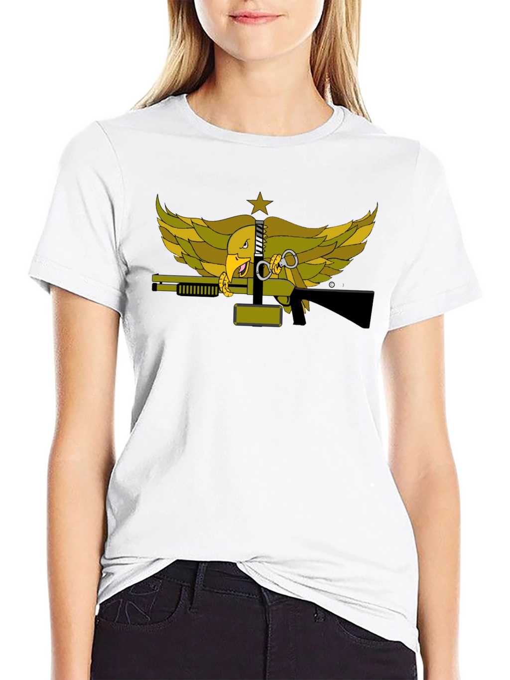 Eagle & Guns Black T-Shirt Unique Graphic Print