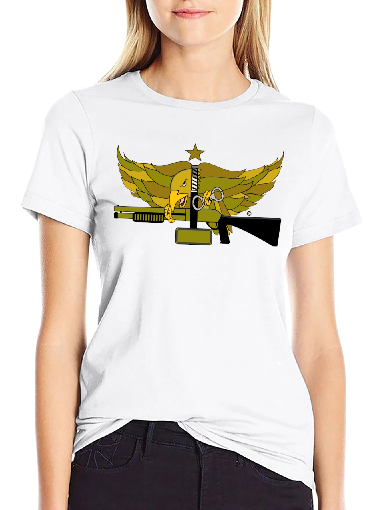 Eagle & Guns Black T-Shirt Unique Graphic Print