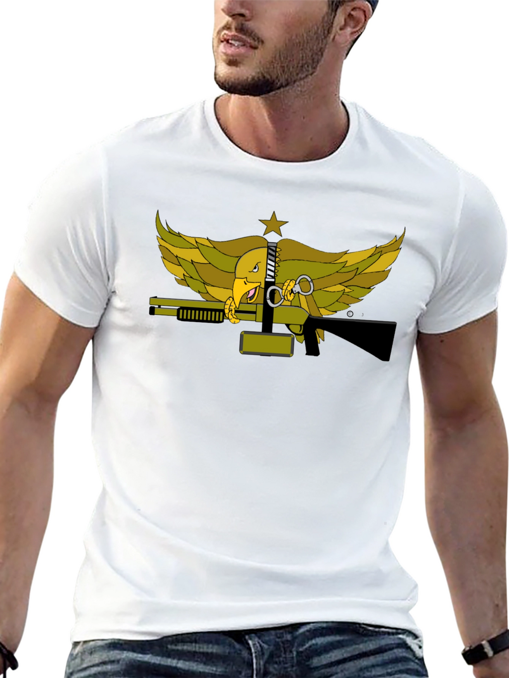 Eagle & Guns Black T-Shirt Unique Graphic Print