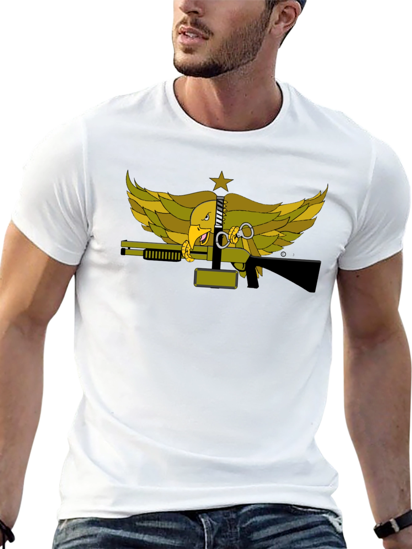 Eagle & Guns Black T-Shirt Unique Graphic Print