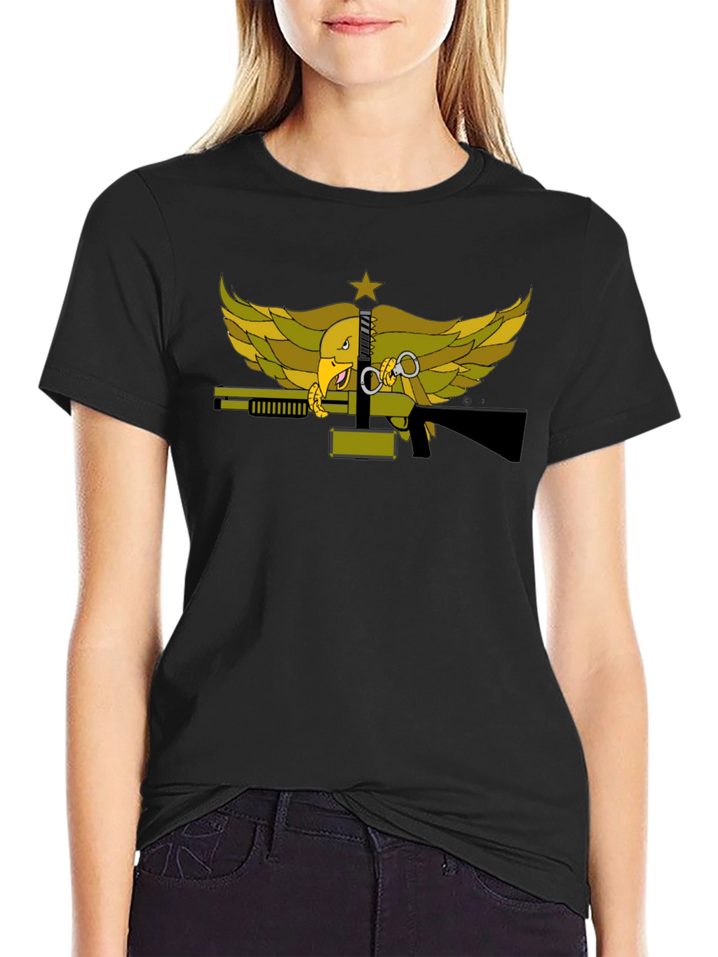 Eagle & Guns Black T-Shirt Unique Graphic Print