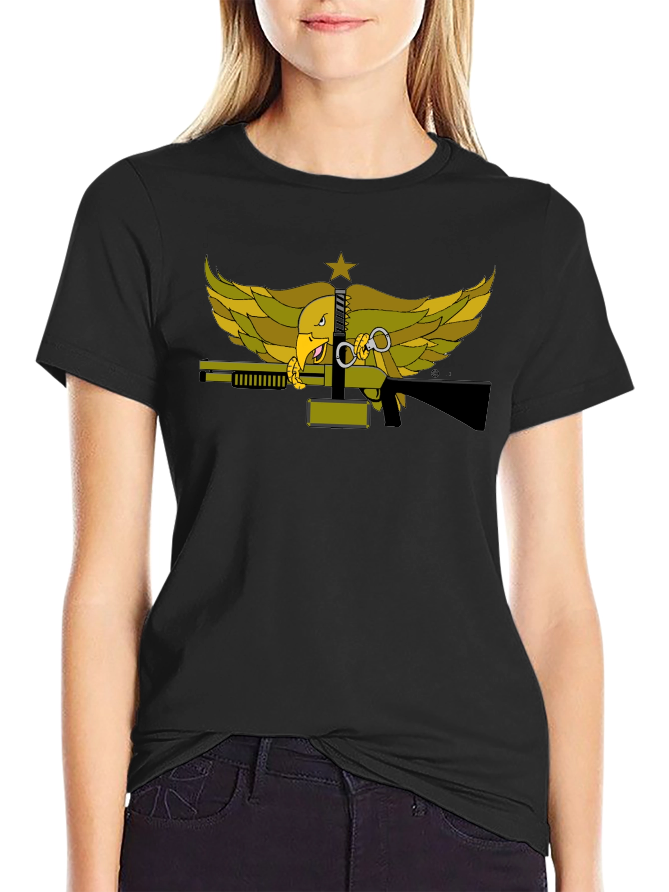 Eagle & Guns Black T-Shirt Unique Graphic Print