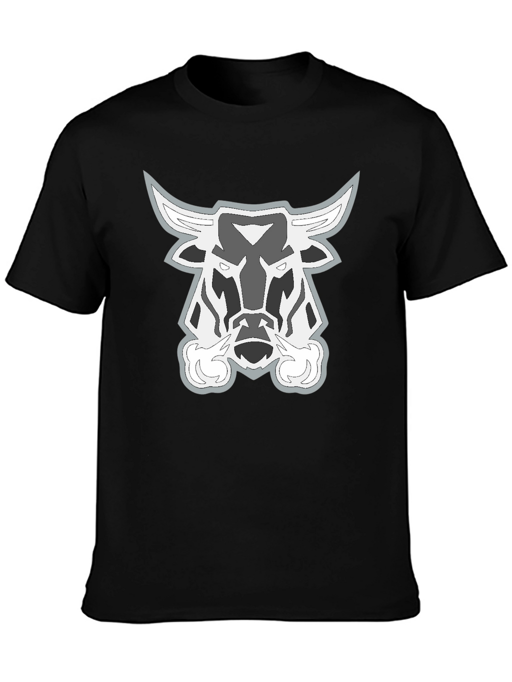 Black T-Shirt with Bull Head Graphic