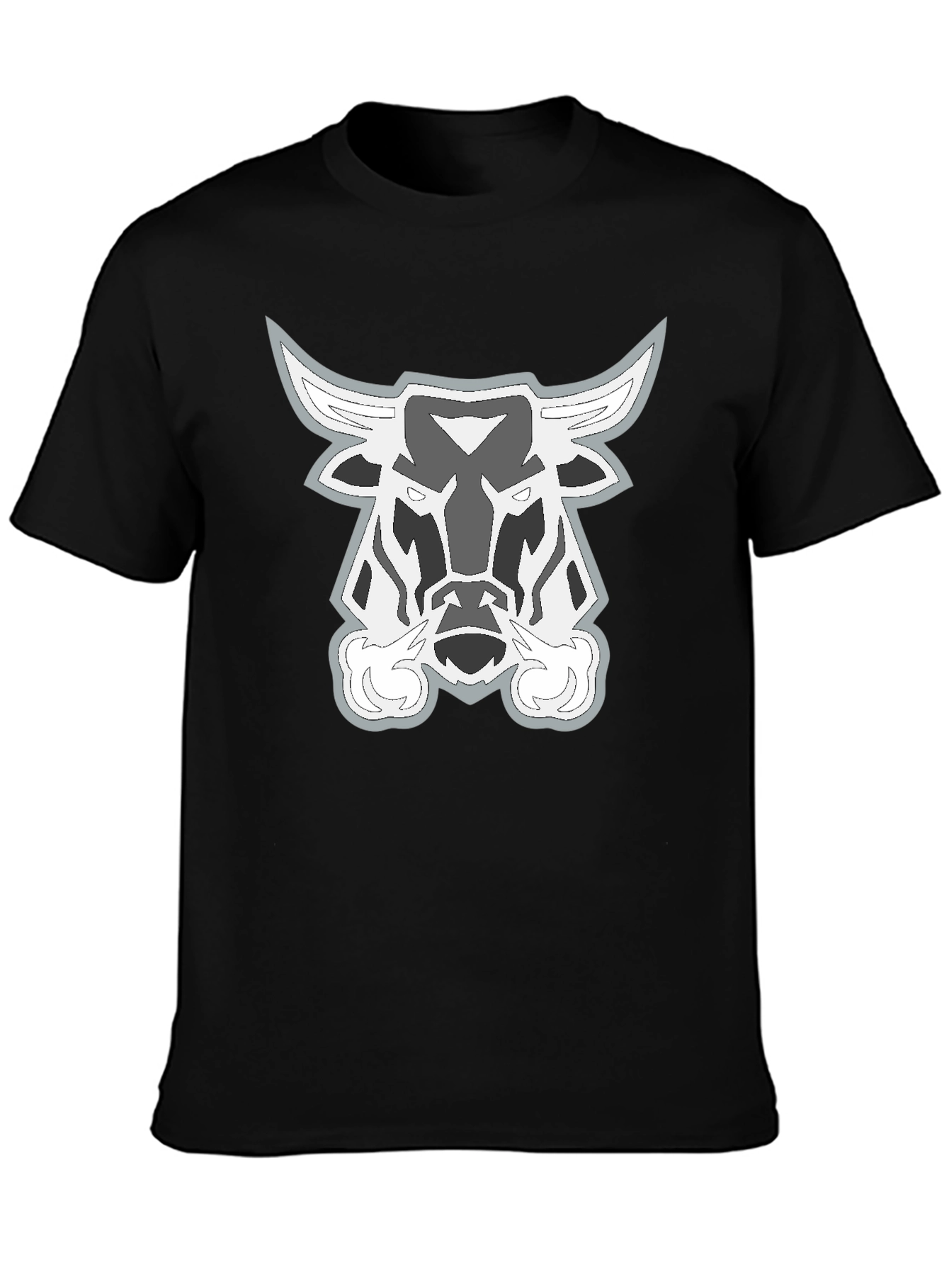 Black T-Shirt with Bull Head Graphic