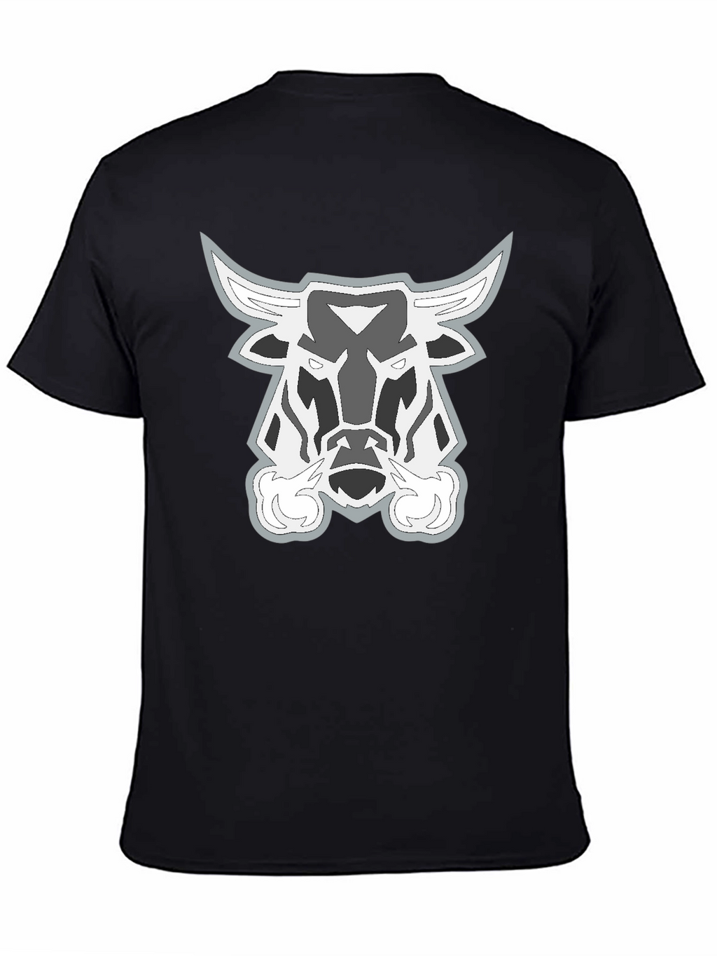 Black T-Shirt with Bull Head Graphic