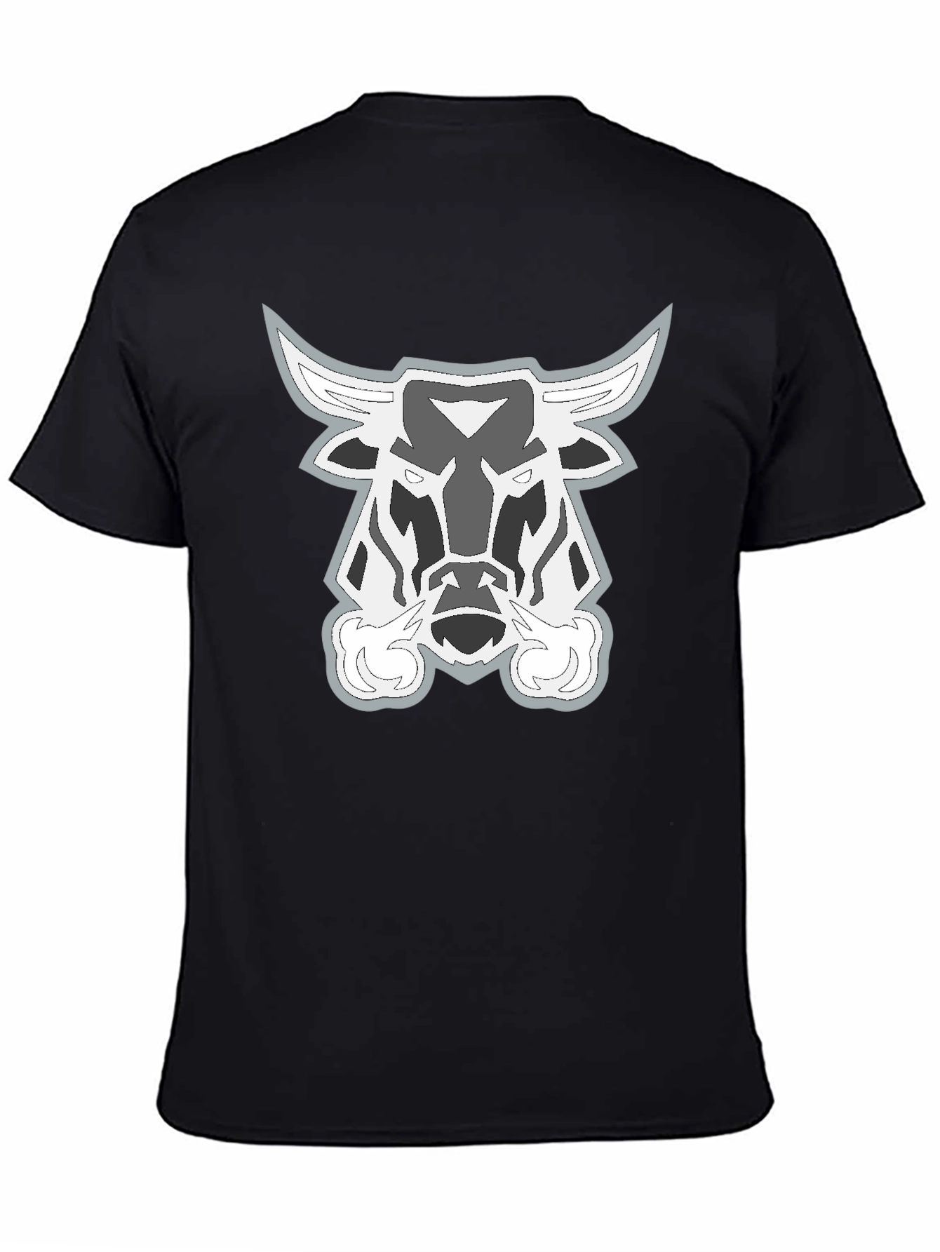 Black T-Shirt with Bull Head Graphic