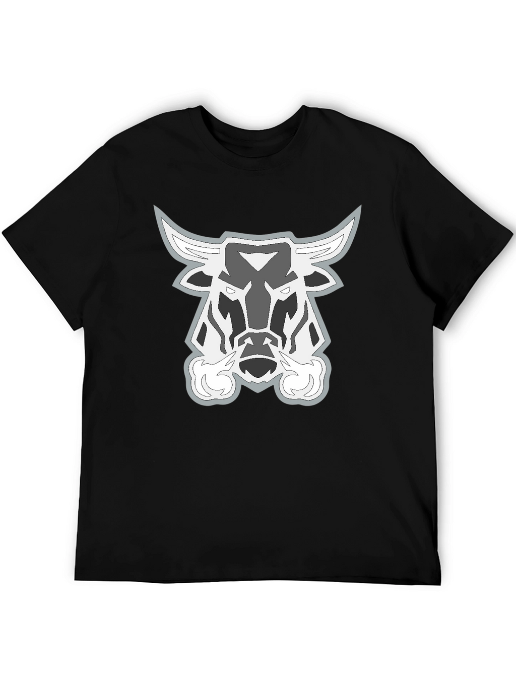 Black T-Shirt with Bull Head Graphic