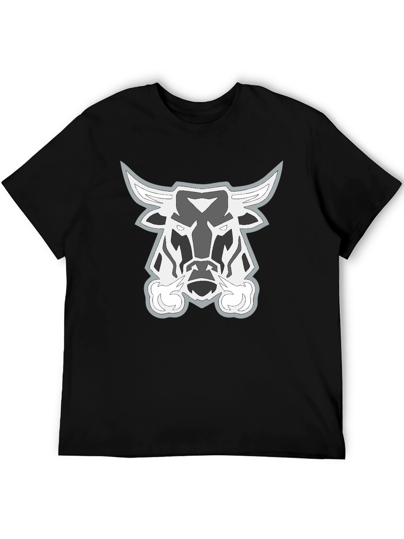 Black T-Shirt with Bull Head Graphic