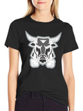 Black T-Shirt with Bull Head Graphic