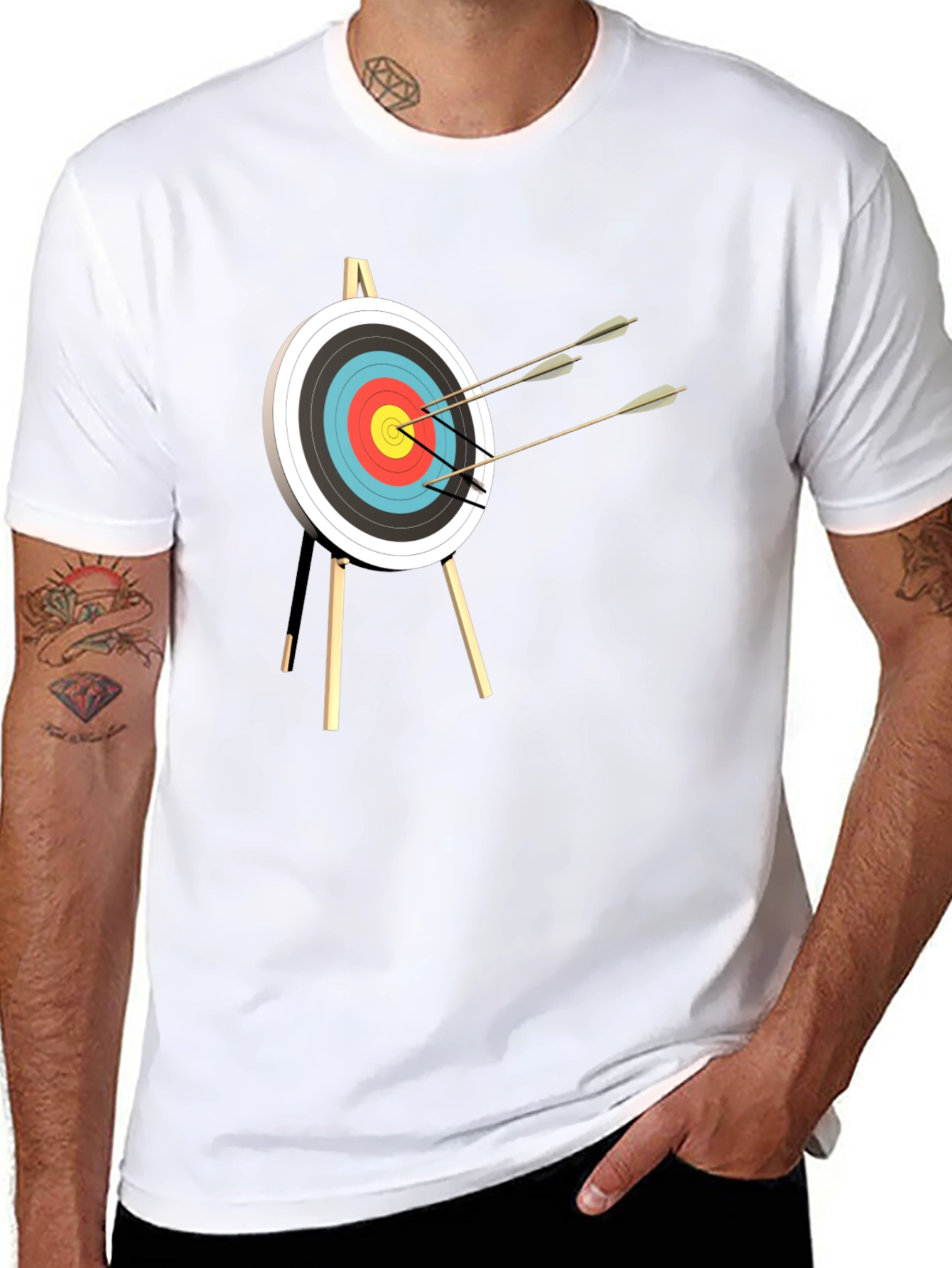 Archery Target Graphic Tee - Black Casual T-Shirt
