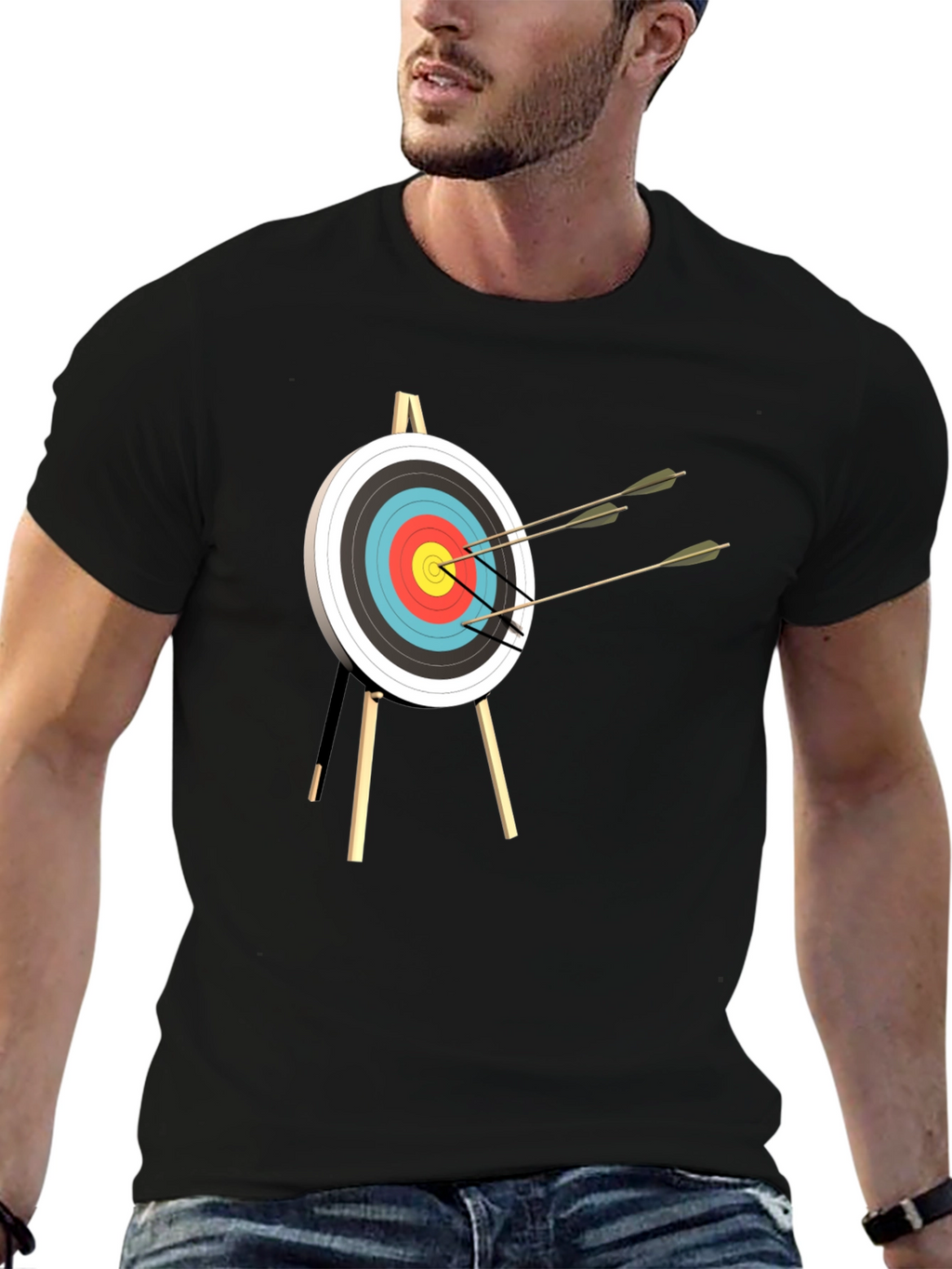 Archery Target Graphic Tee - Black Casual T-Shirt