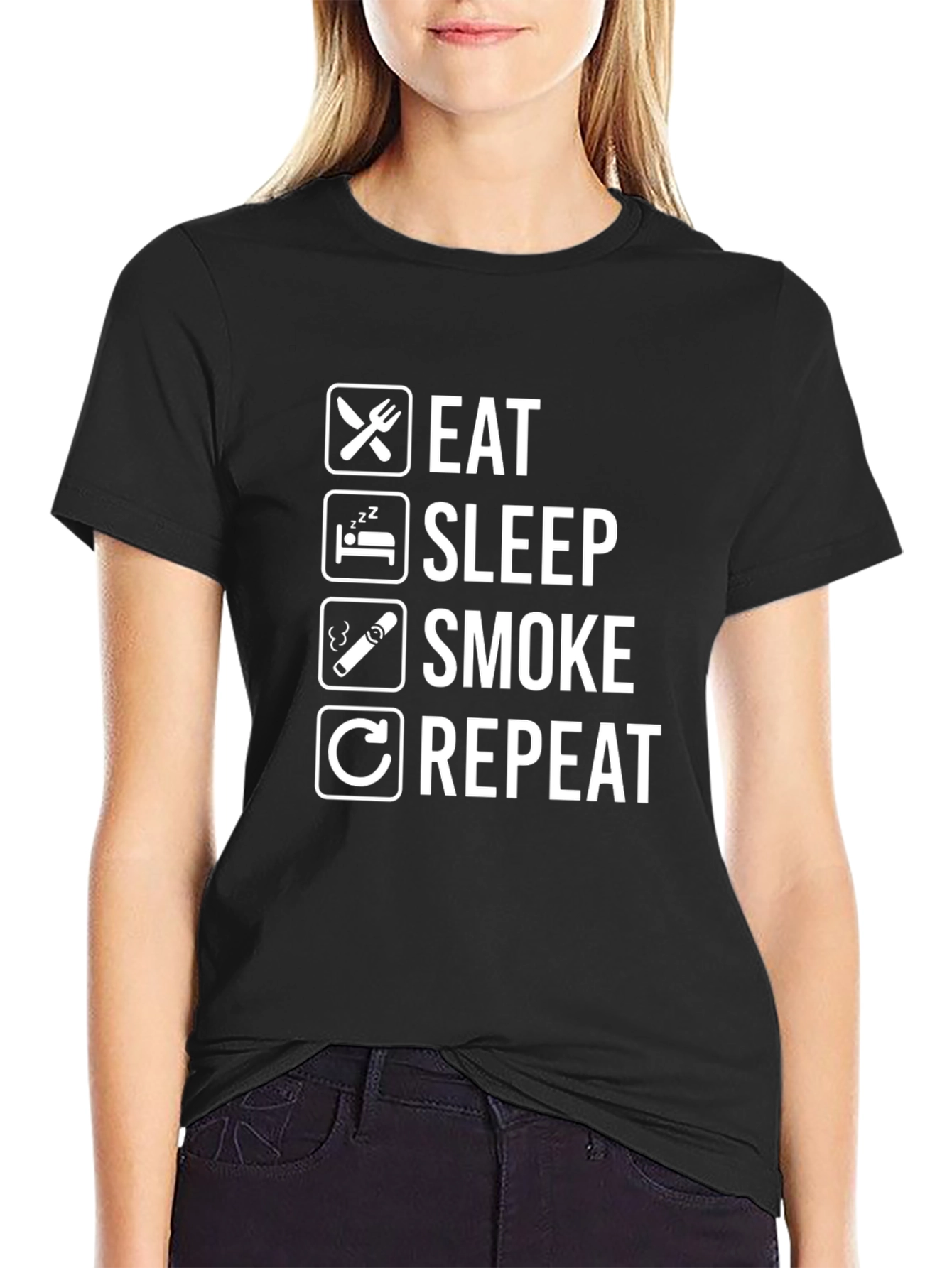Eat Sleep Smoke Repeat T-Shirt - Humorous Graphic Tee