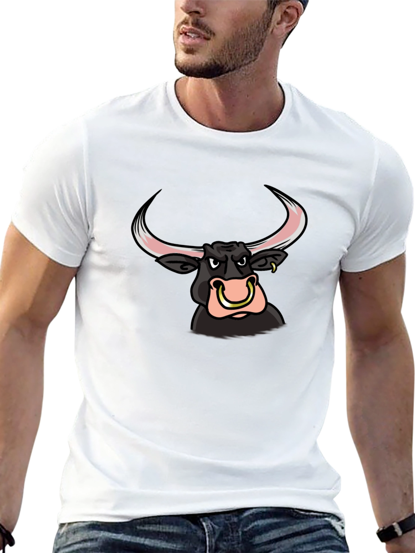 Black Bull Cartoon Graphic Tee