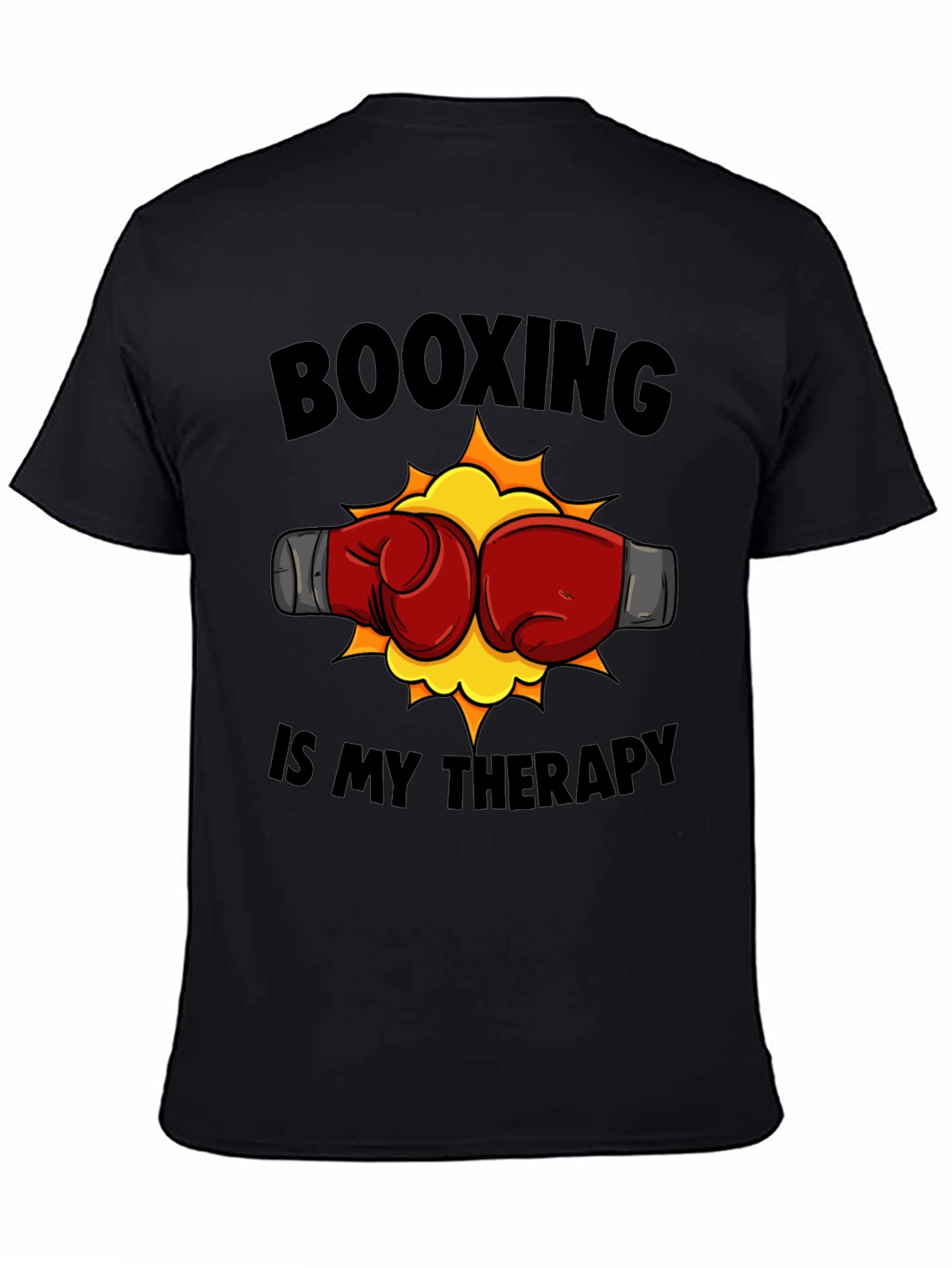 Booxing Is My Therapy Black T-Shirt
