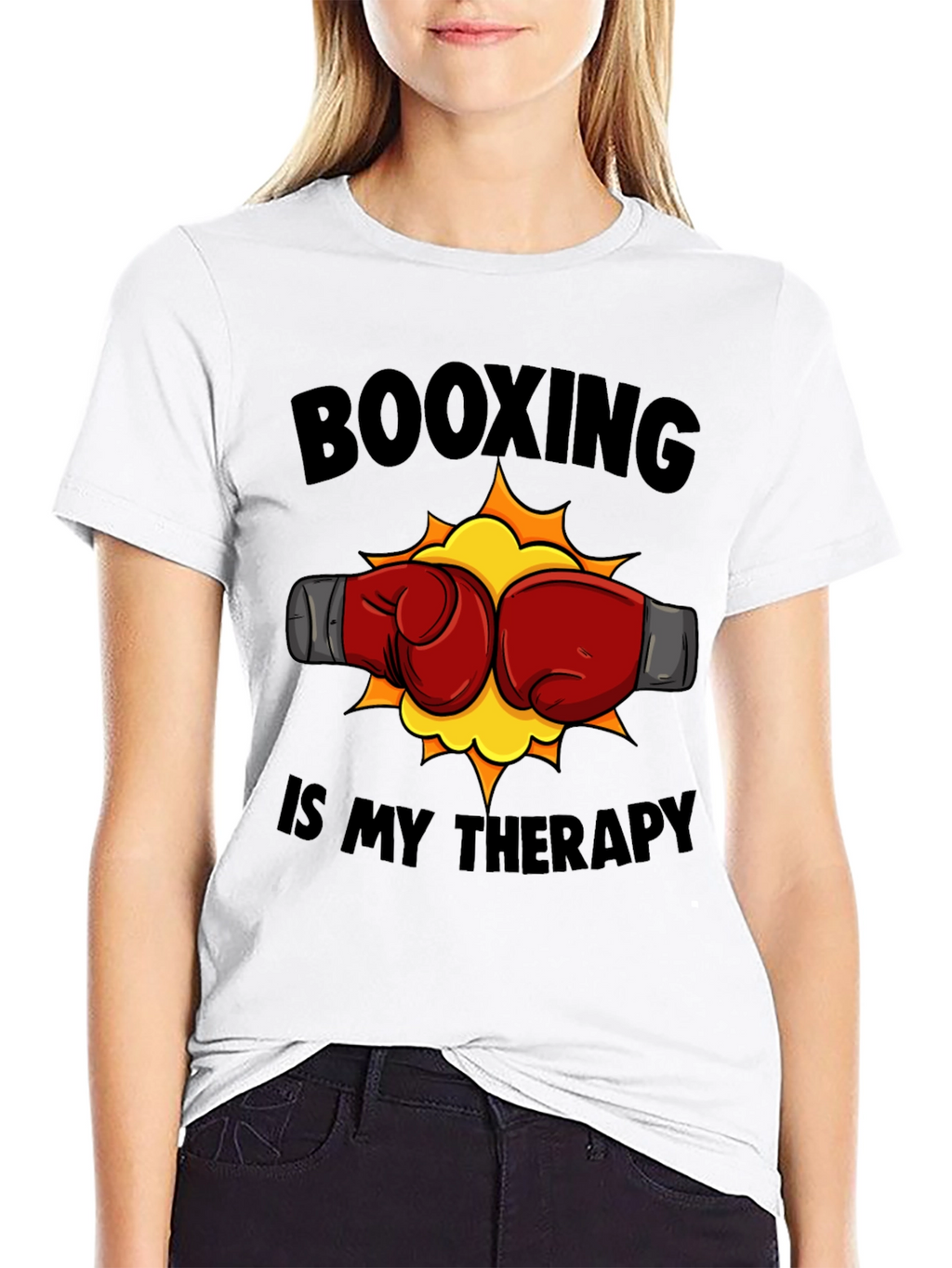 Booxing Is My Therapy Black T-Shirt