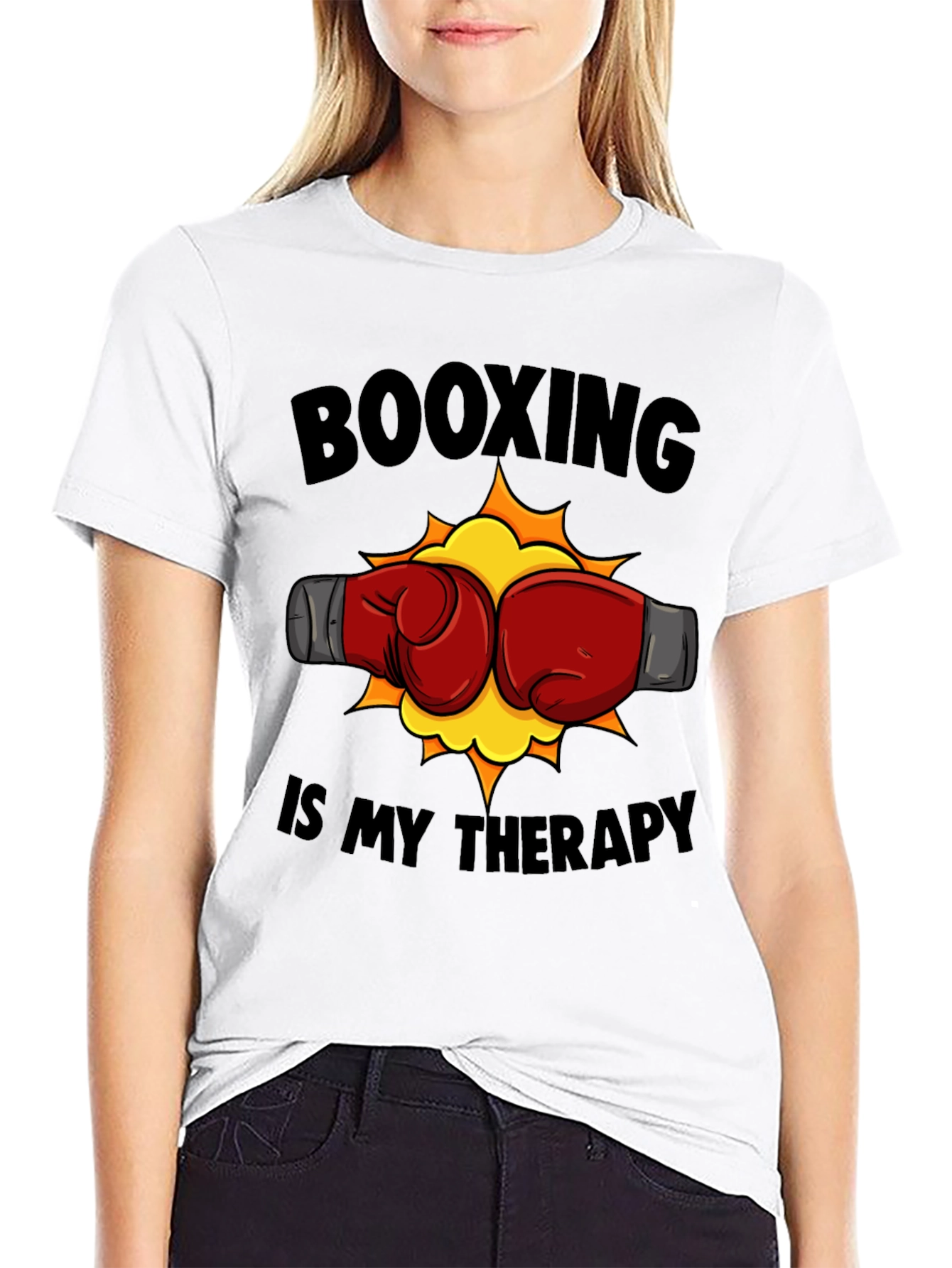 Booxing Is My Therapy Black T-Shirt
