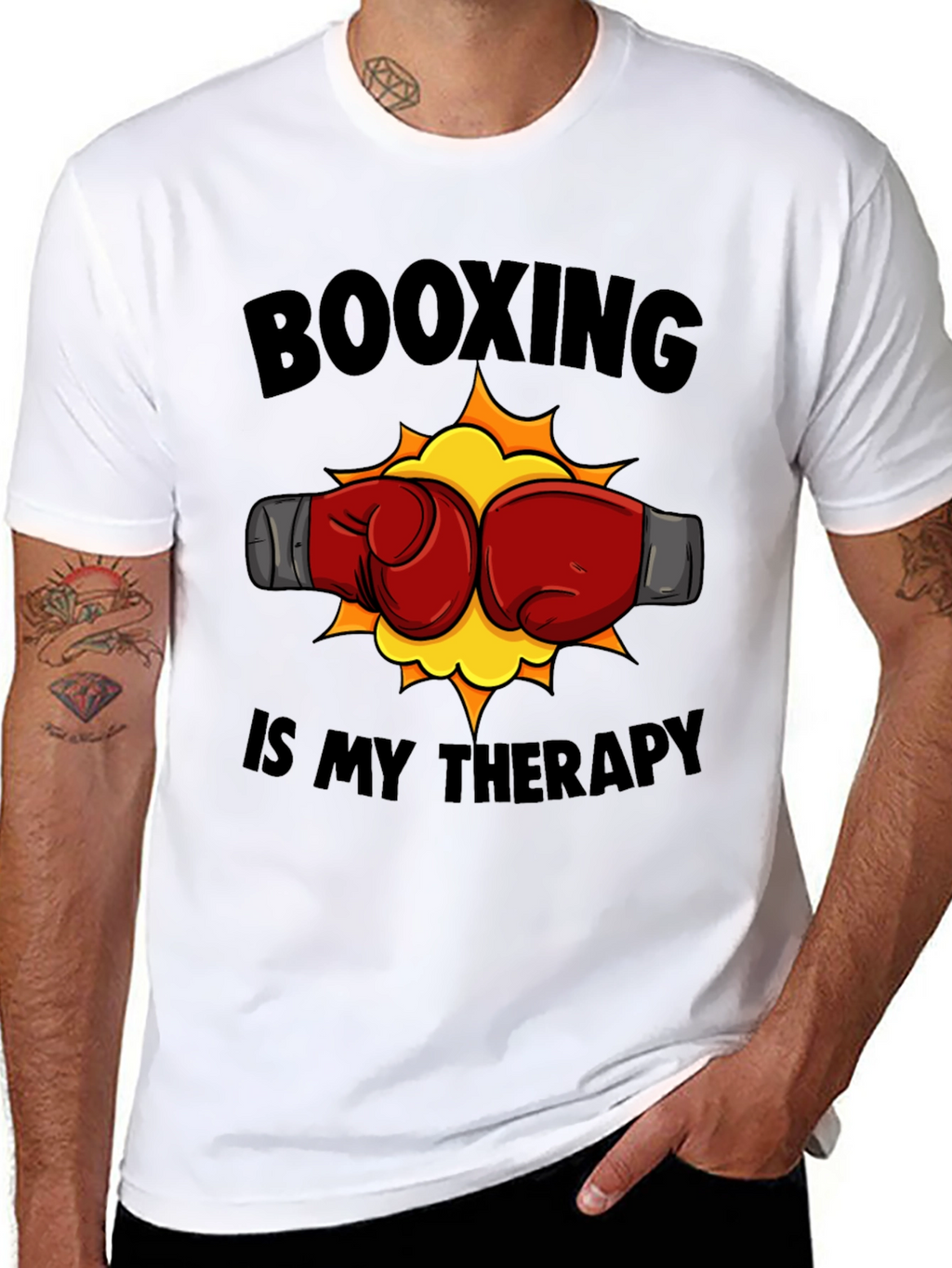 Booxing Is My Therapy Black T-Shirt