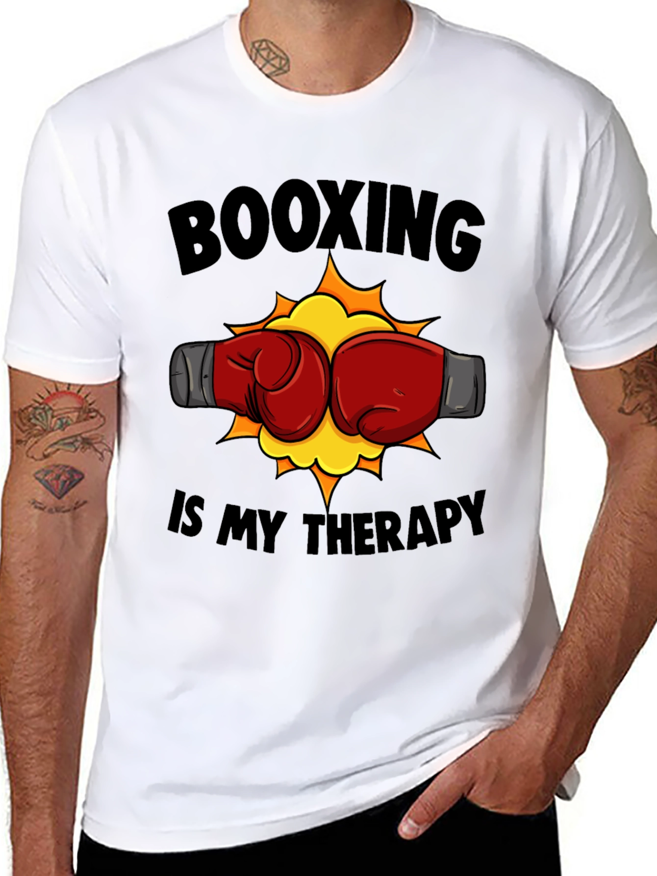 Booxing Is My Therapy Black T-Shirt