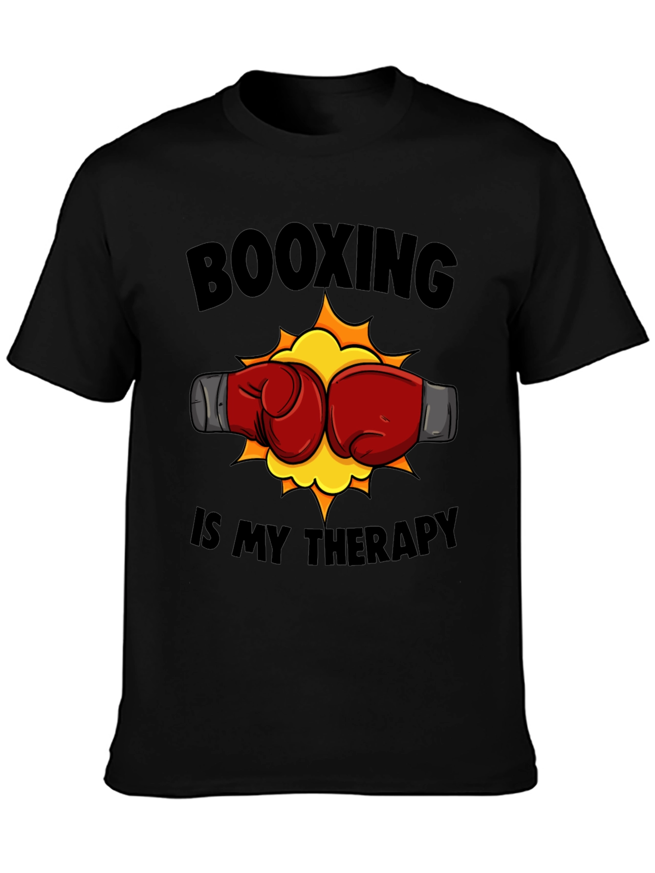 Booxing Is My Therapy Black T-Shirt
