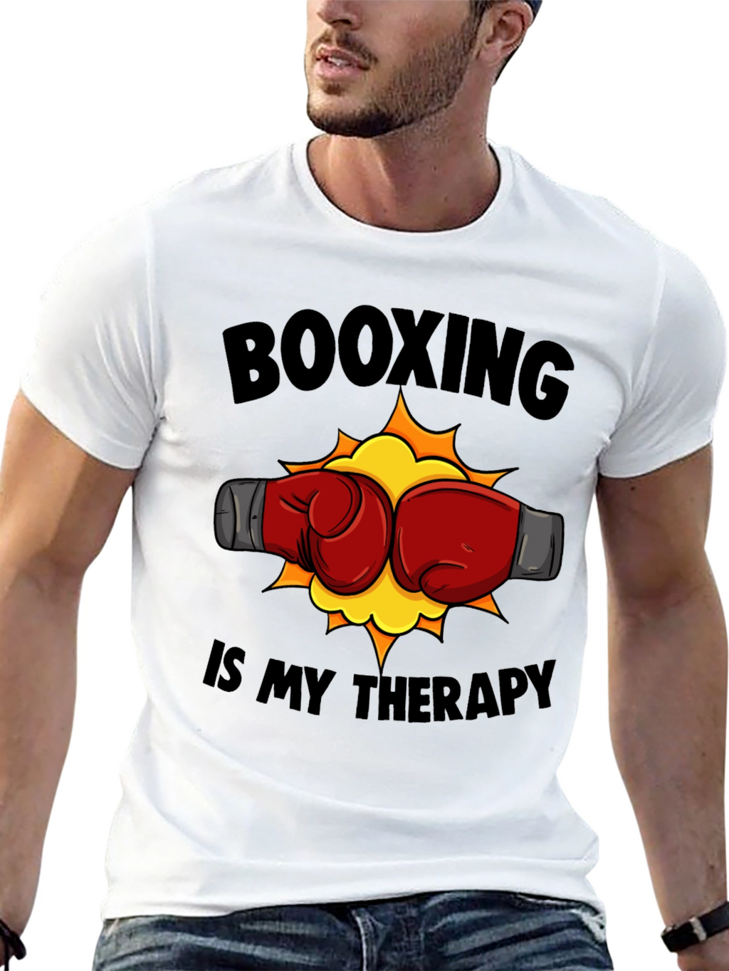 Booxing Is My Therapy Black T-Shirt