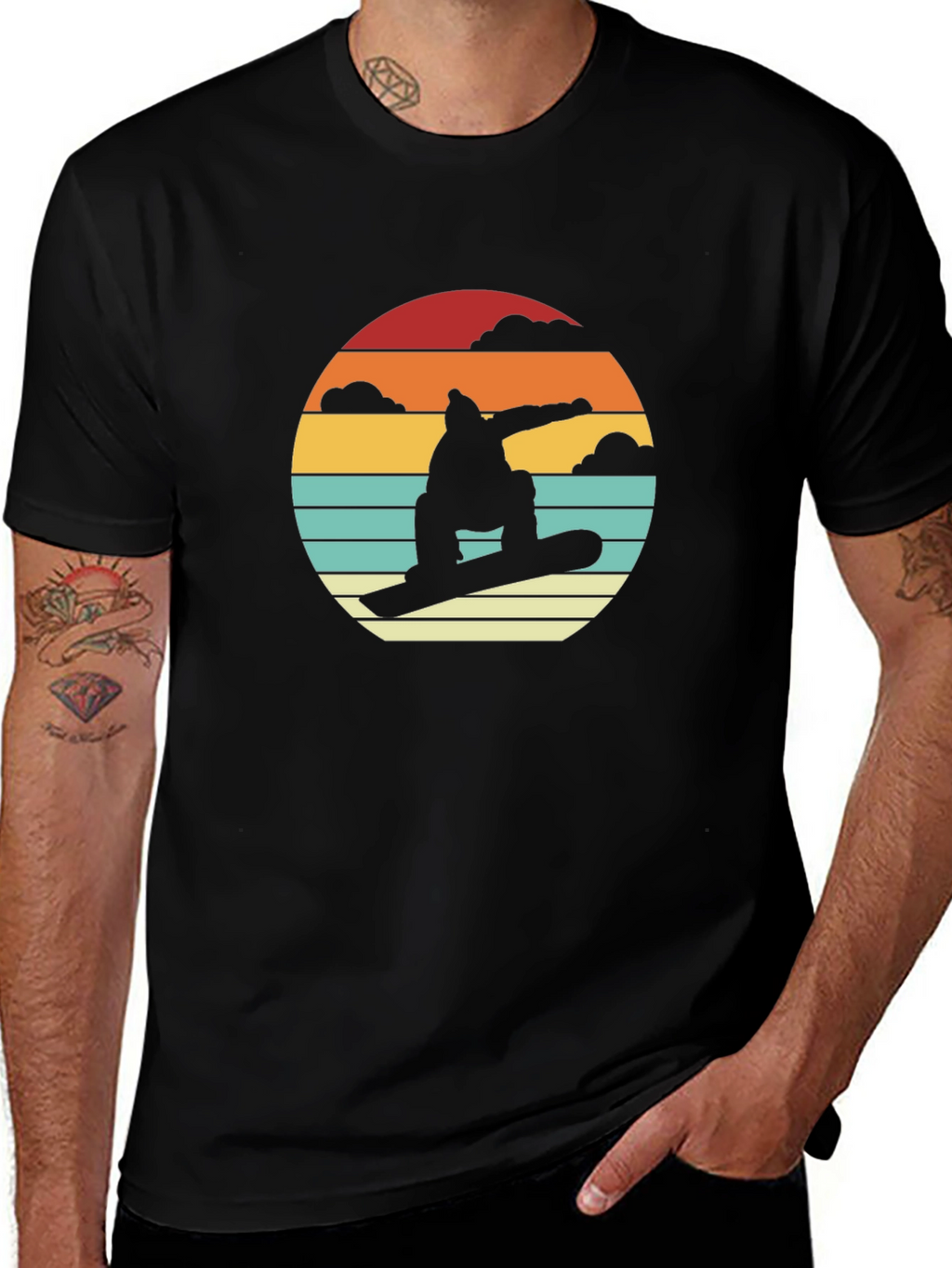 Retro Snowboarder Sunset T-Shirt