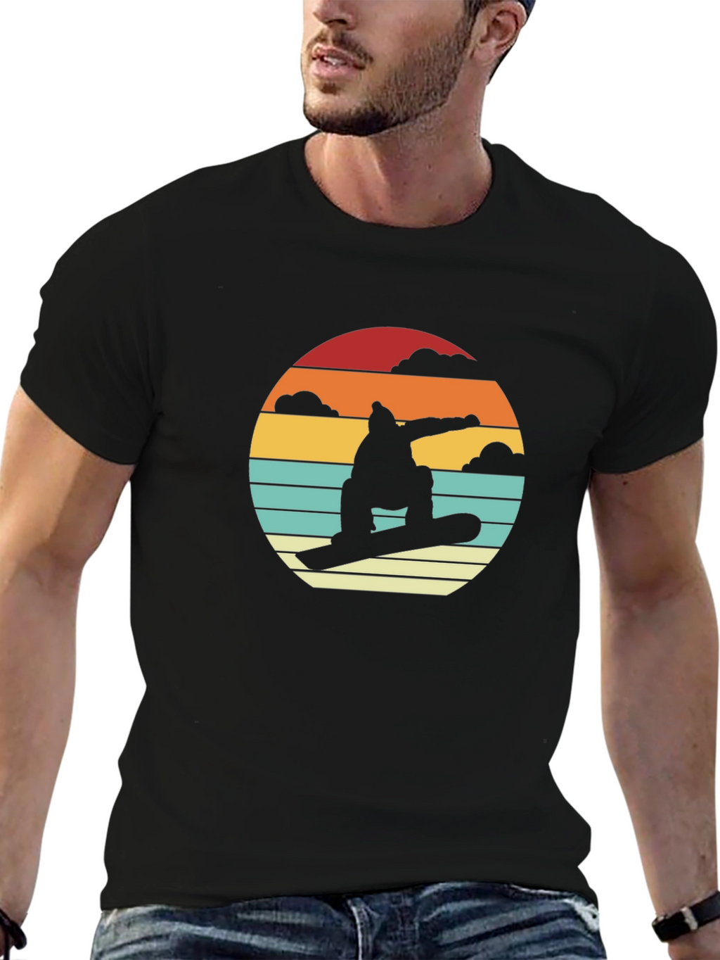 Retro Snowboarder Sunset T-Shirt