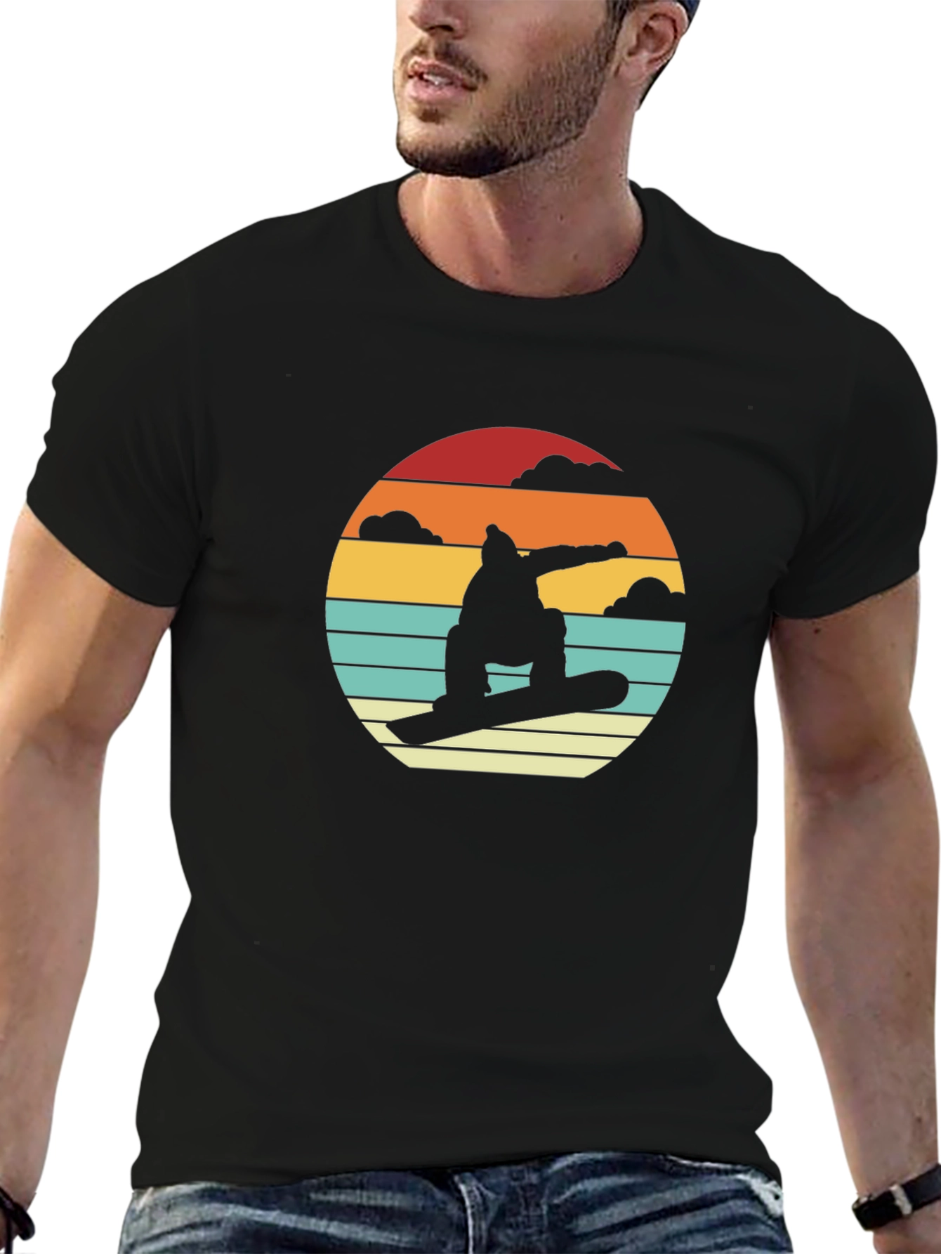 Retro Snowboarder Sunset T-Shirt