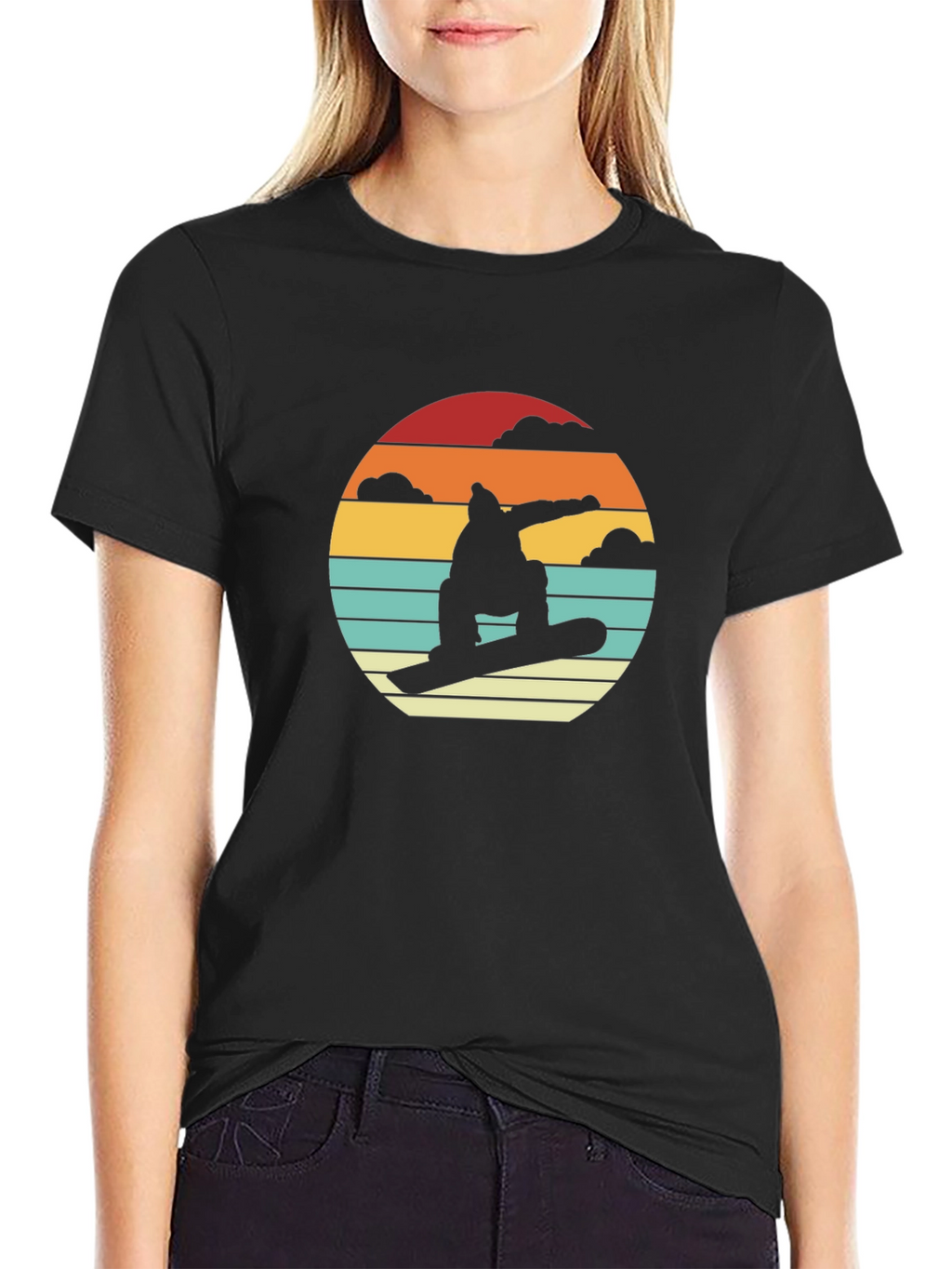 Retro Snowboarder Sunset T-Shirt