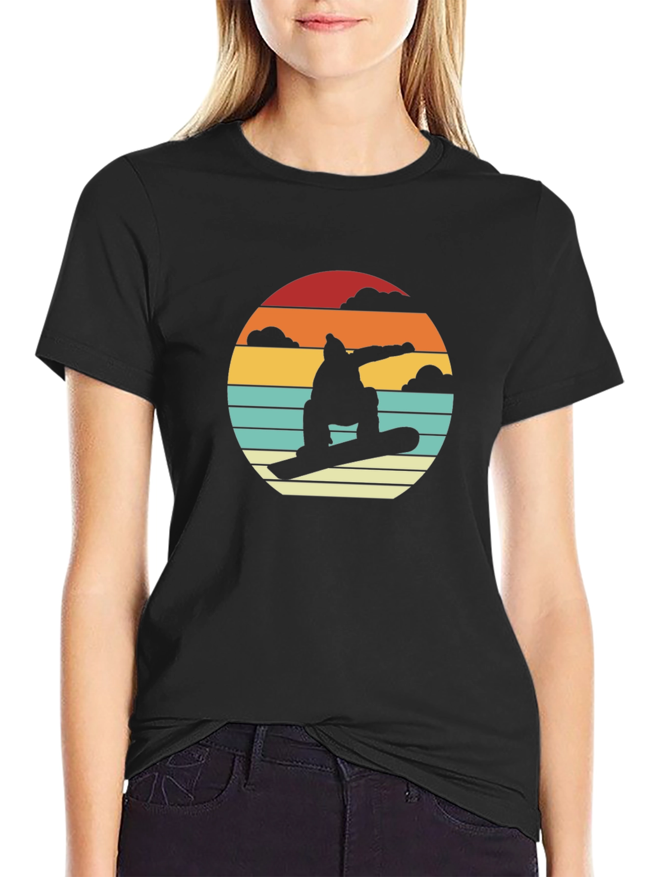 Retro Snowboarder Sunset T-Shirt