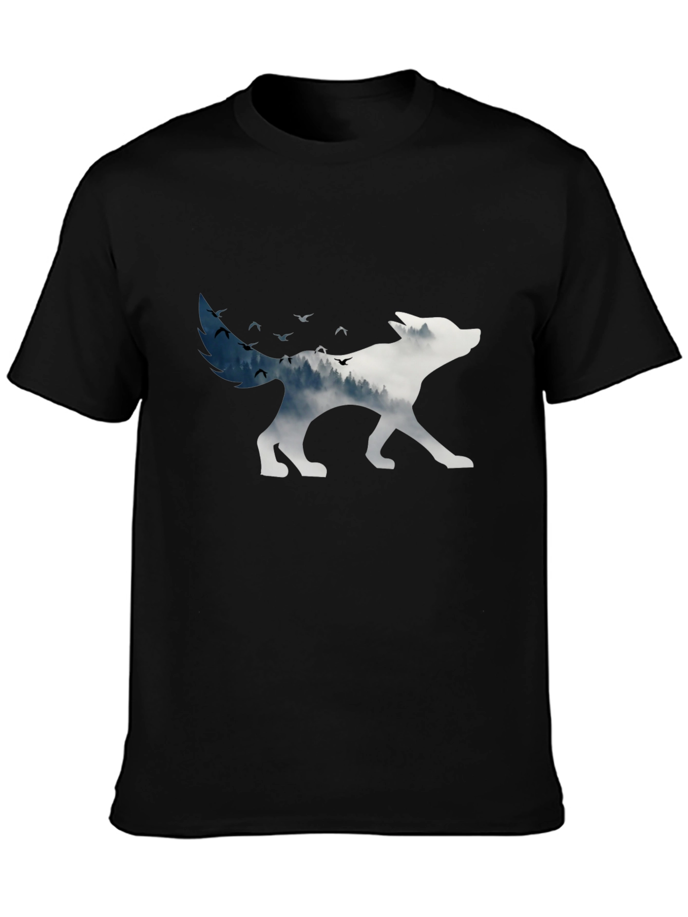 Wolf Silhouette Graphic Tee - Nature Inspired Design
