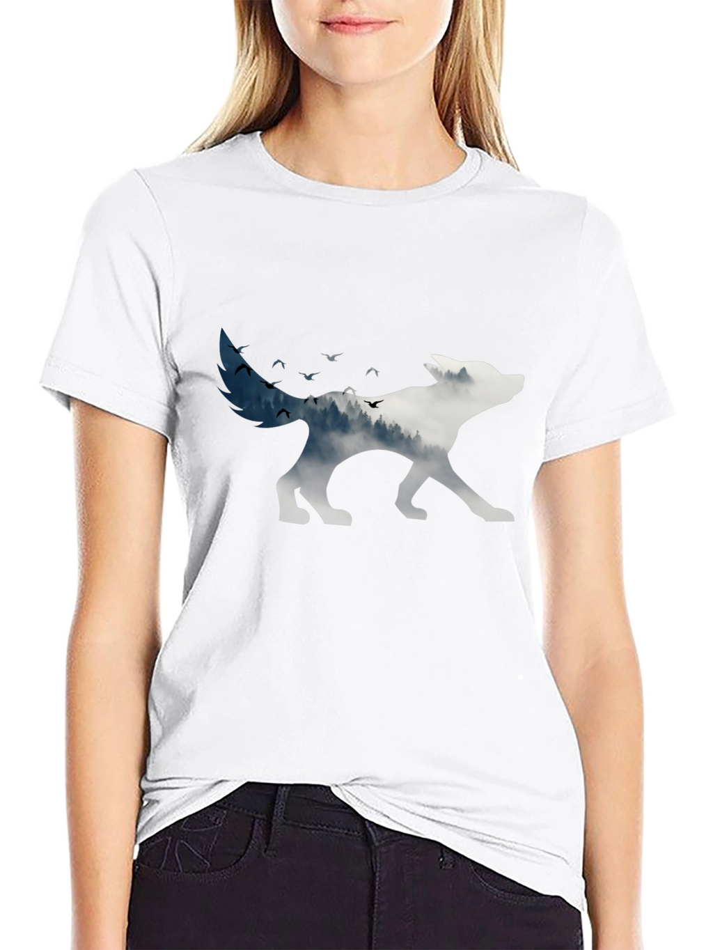 Wolf Silhouette Graphic Tee - Nature Inspired Design