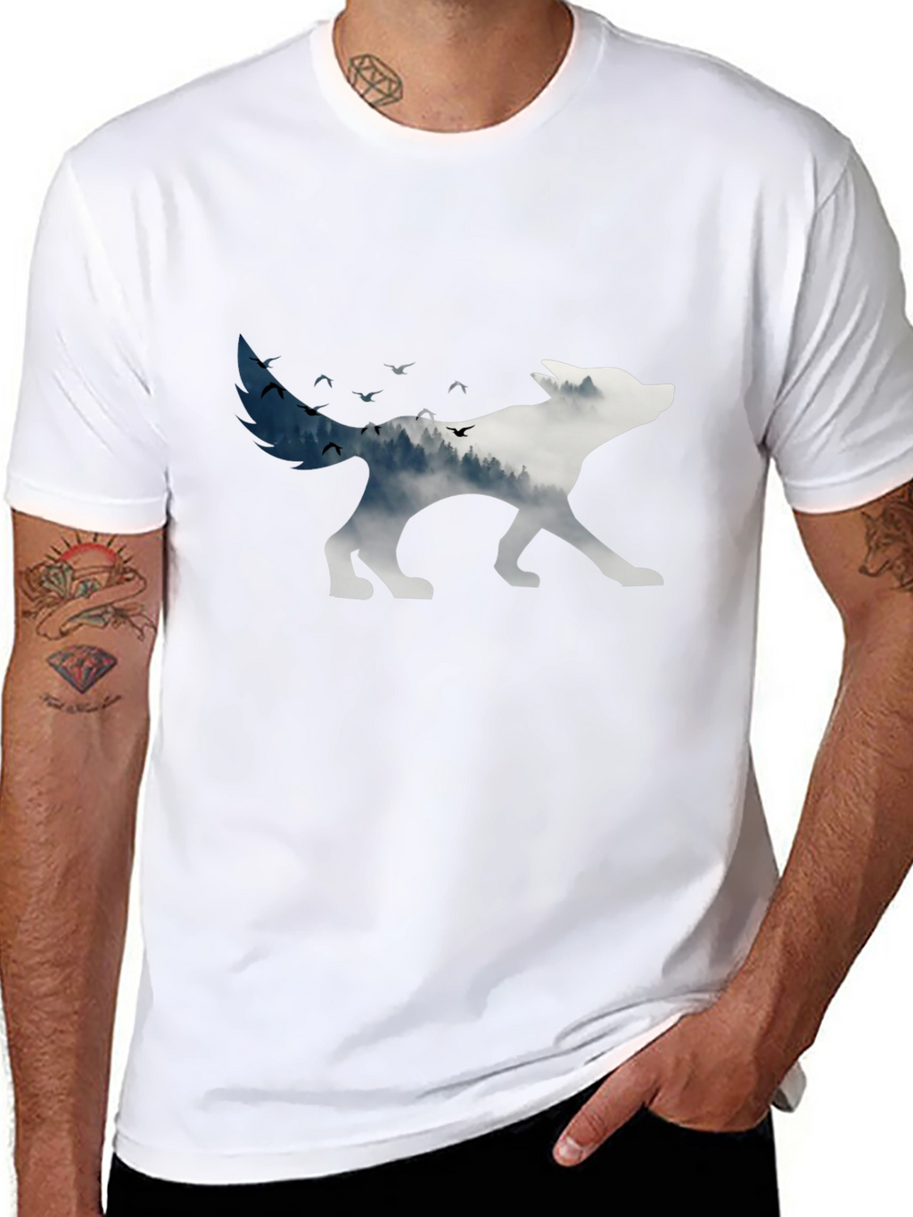Wolf Silhouette Graphic Tee - Nature Inspired Design