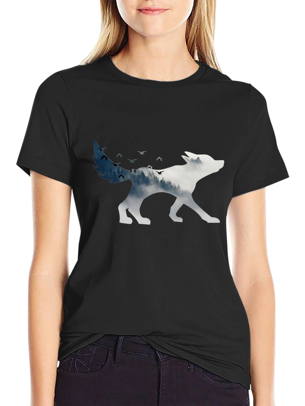 Wolf Silhouette Graphic Tee - Nature Inspired Design