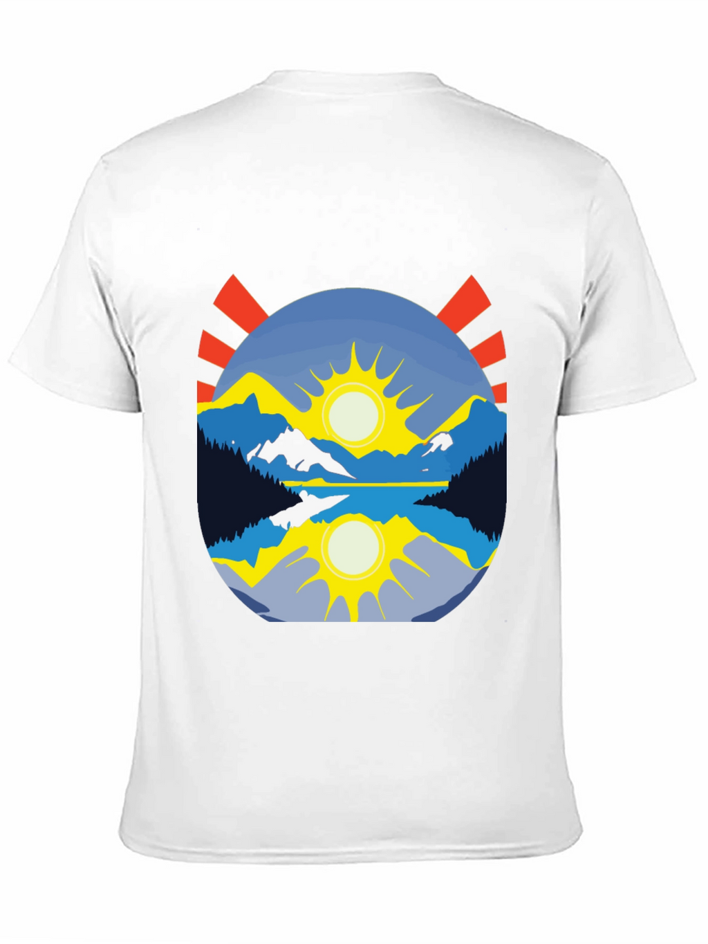 Mountain Lake Sunrise Graphic Tee - Black Cotton Blend